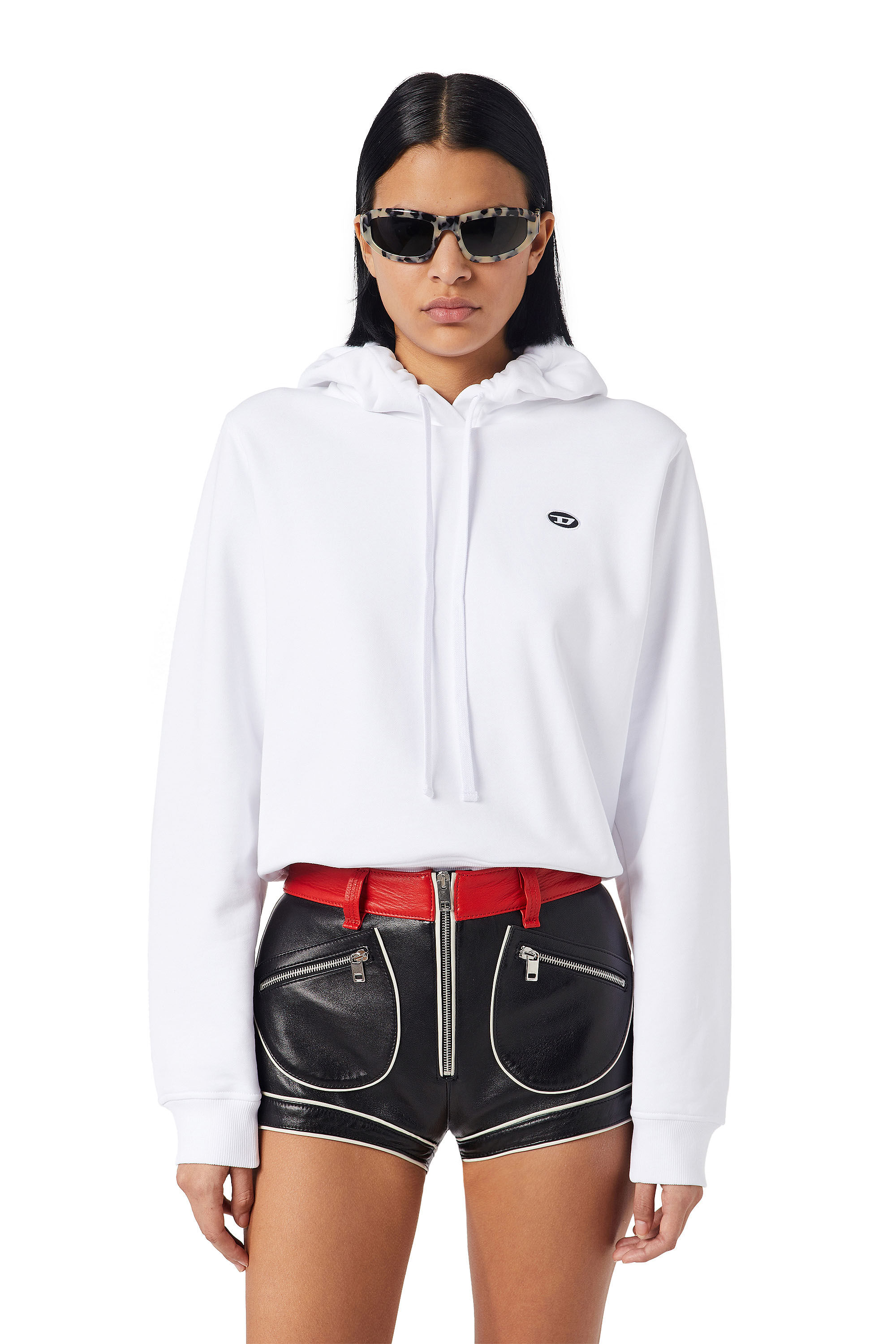Diesel - F-REGGY-HOOD-DOVAL-PJ, Female's Hoodie with logo patch in White - 3