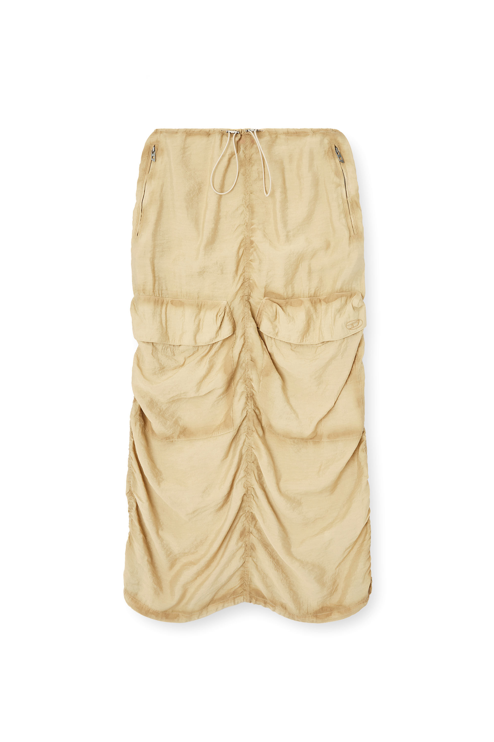 Diesel - O-RACLE, Female's Cargo midi skirt in treated viscose-nylon in Beige - 2