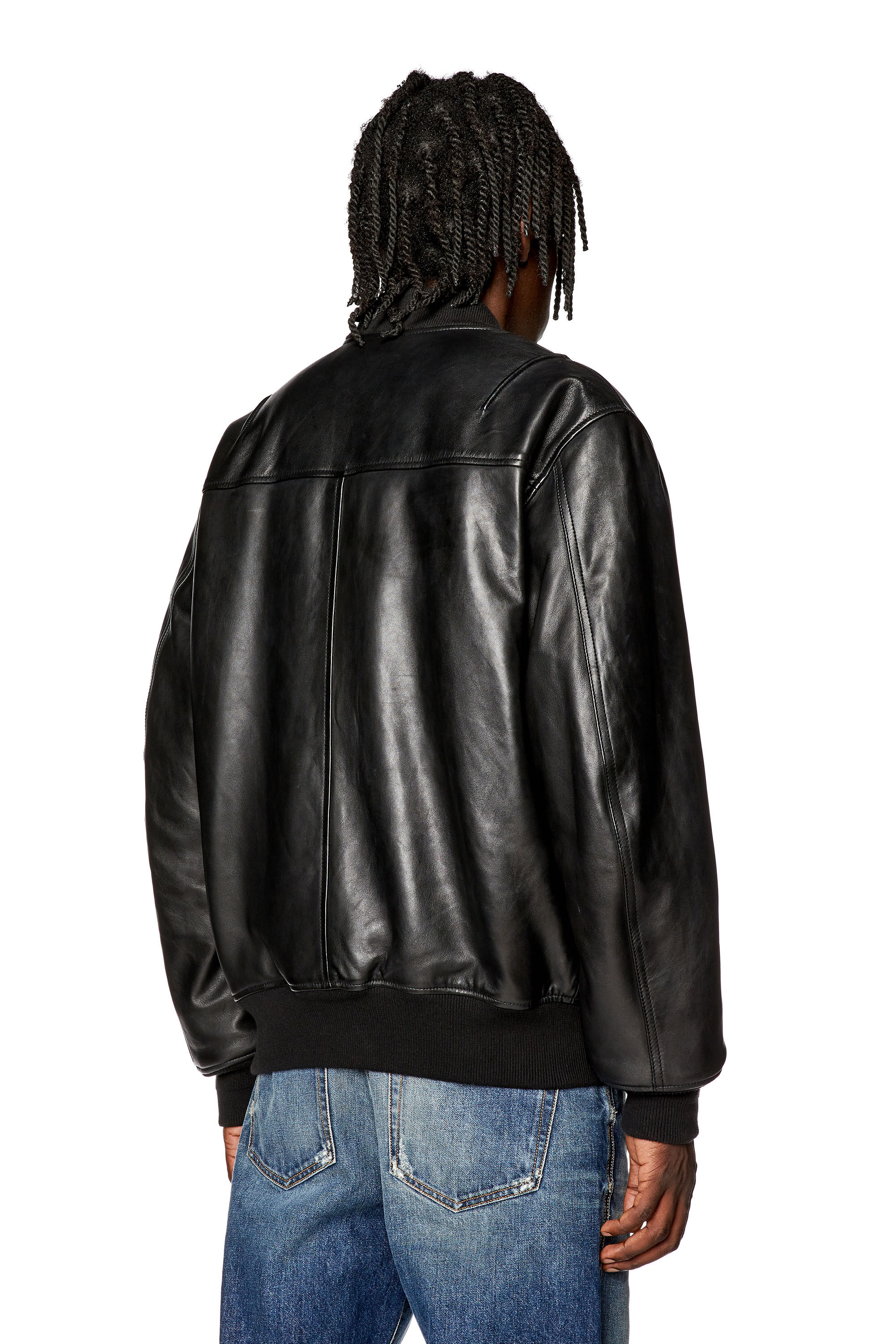 Diesel - L-PRITTS, Male Padded jacket in tumbled leather in Black - Image 4