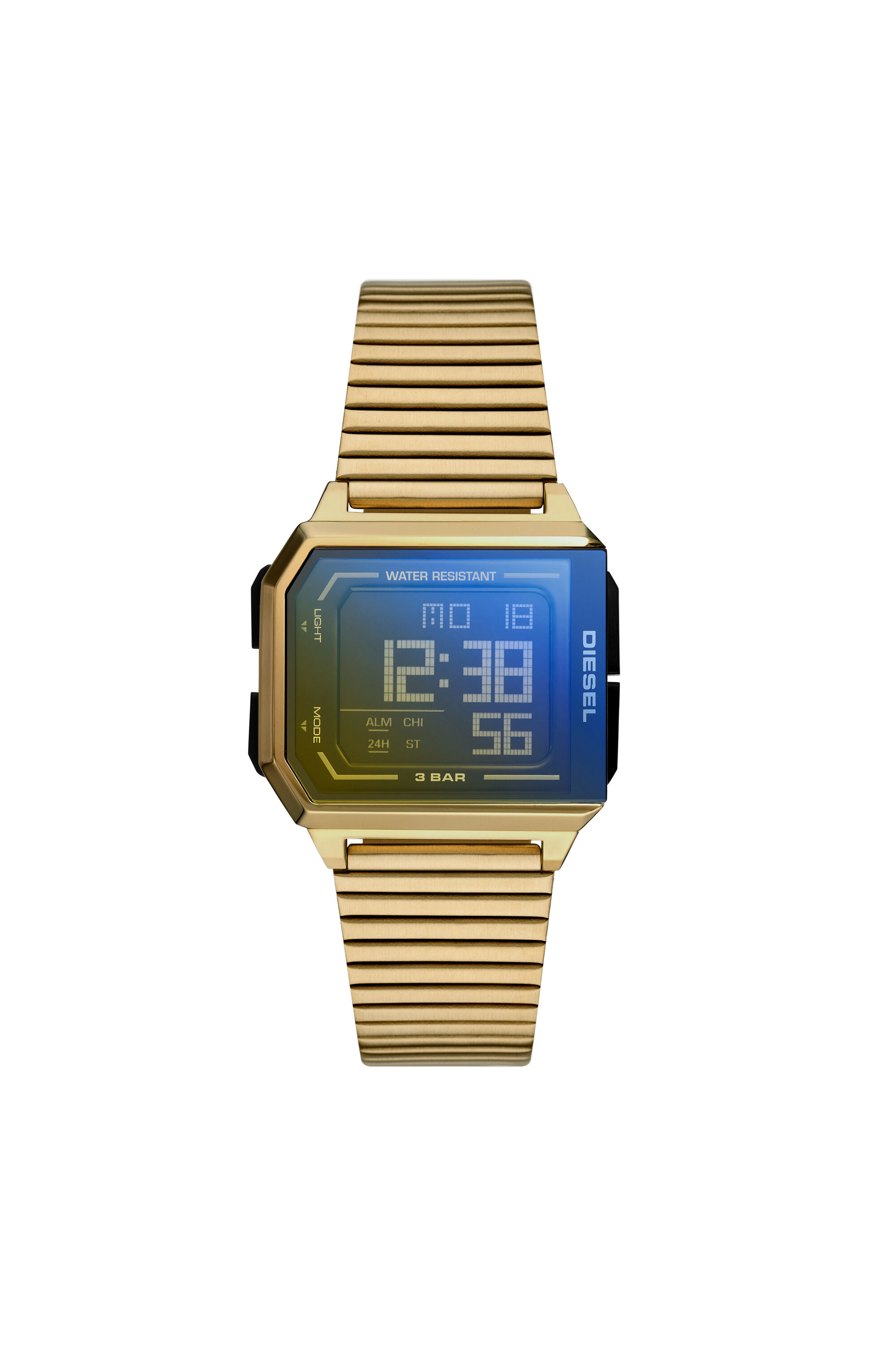 DZ1969: Chopped digital gold-tone stainless steel watch | Diesel