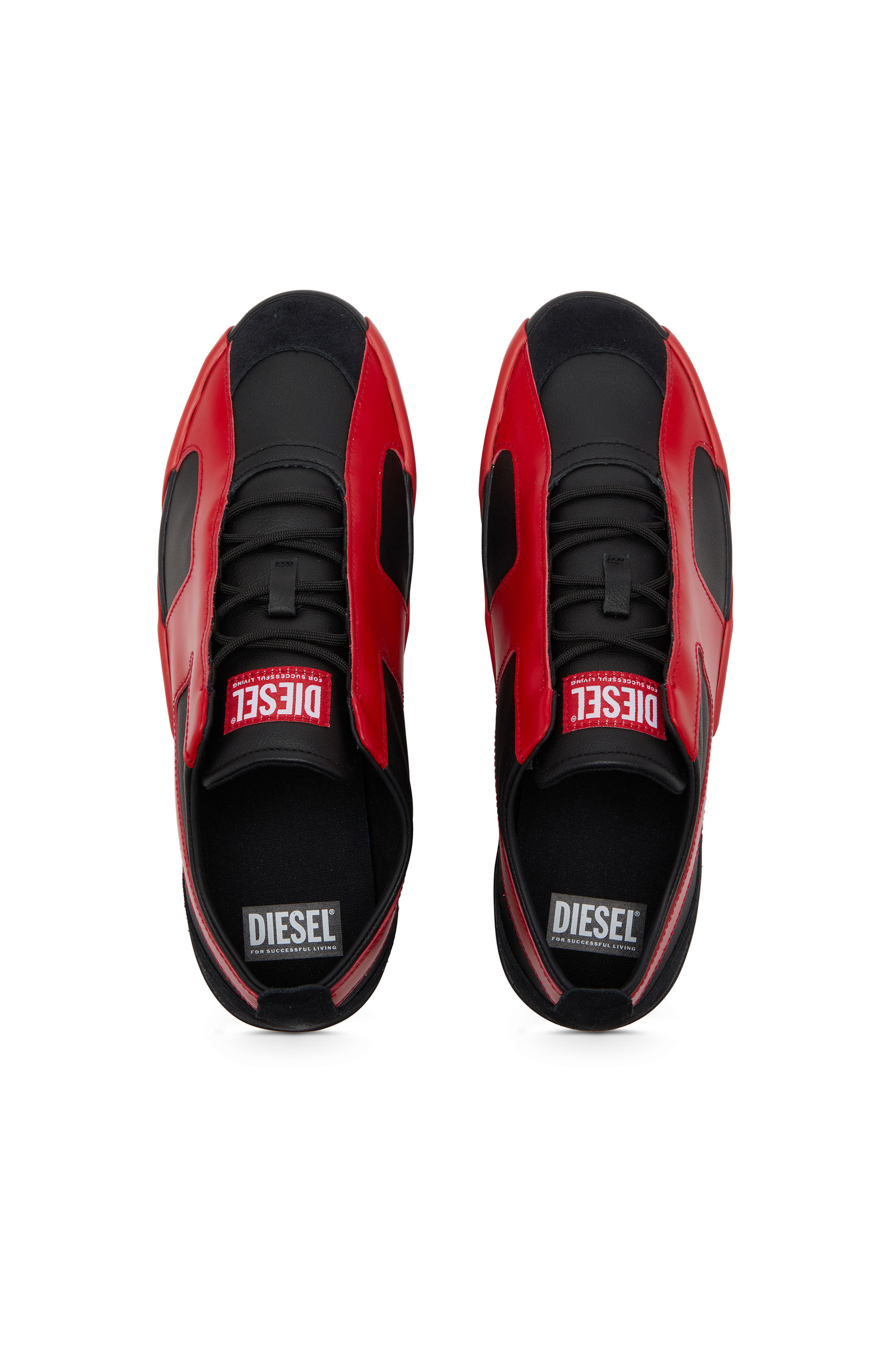 Diesel - S-SLANTE-D LOW, Male's S-Slante-D-Sneakers in suede and leather with D logo in Black/Red - 4
