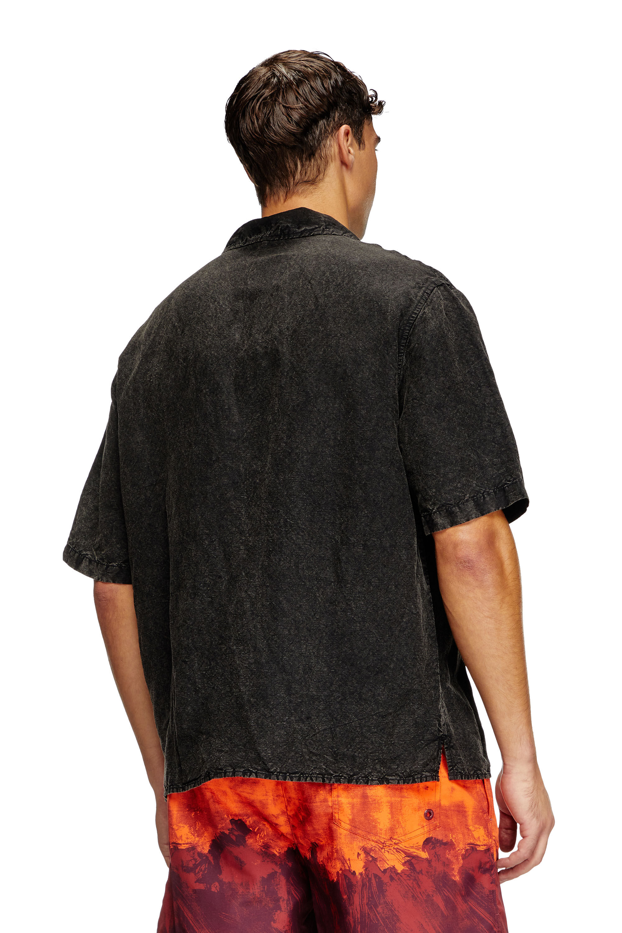 Diesel - CHARLES-D-POP, Male's Beach shirt in linen blend in Black - 3