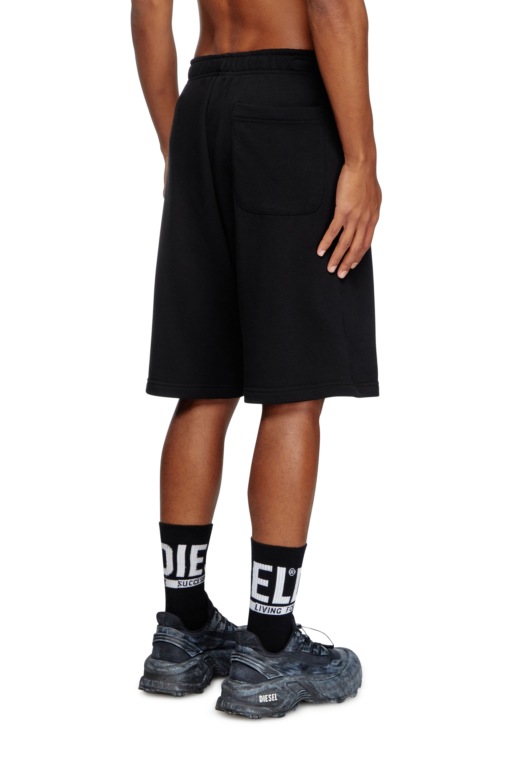 Diesel - P-MARSHY-OD, Male's Sweat shorts with silver Oval D in Black - 4