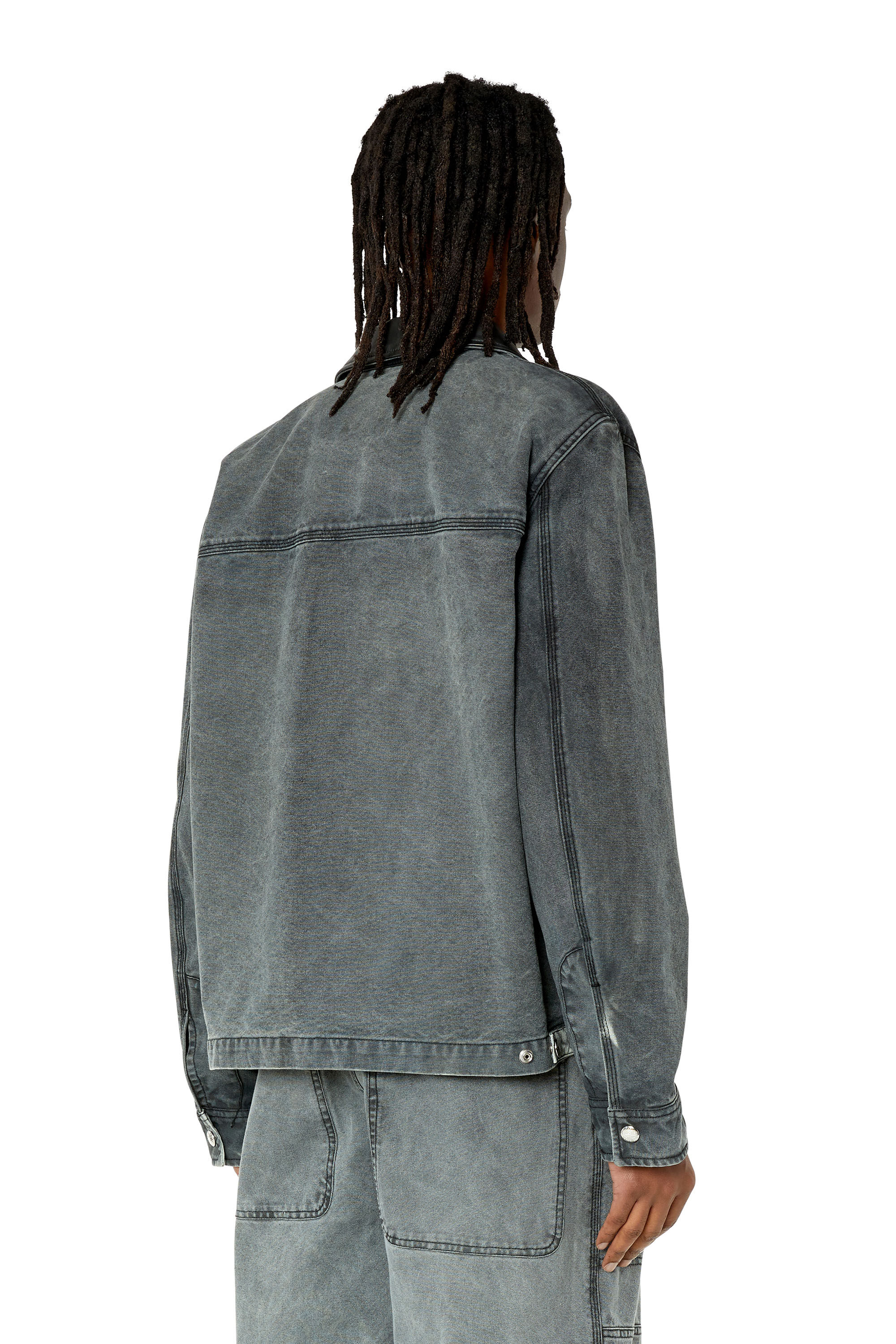 J-CHART Man: Treated canvas jacket with leather collar | Diesel J-CHART Man: Treated canvas jacket with leather collar | Diesel