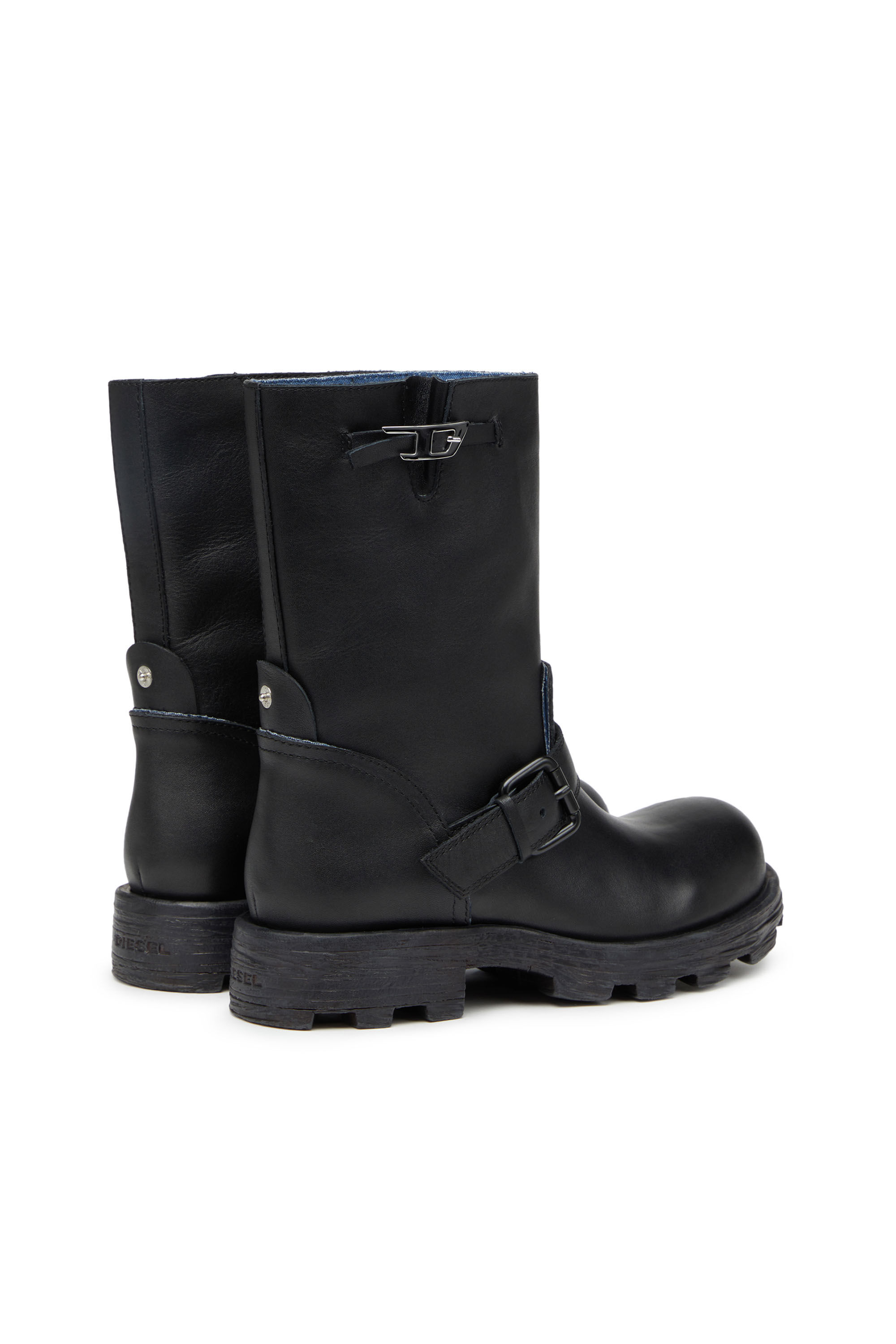 Diesel - D-HAMMER HB W, D-Hammer HB W - Bottes en cuir avec bords en denim Femme in Noir - 3