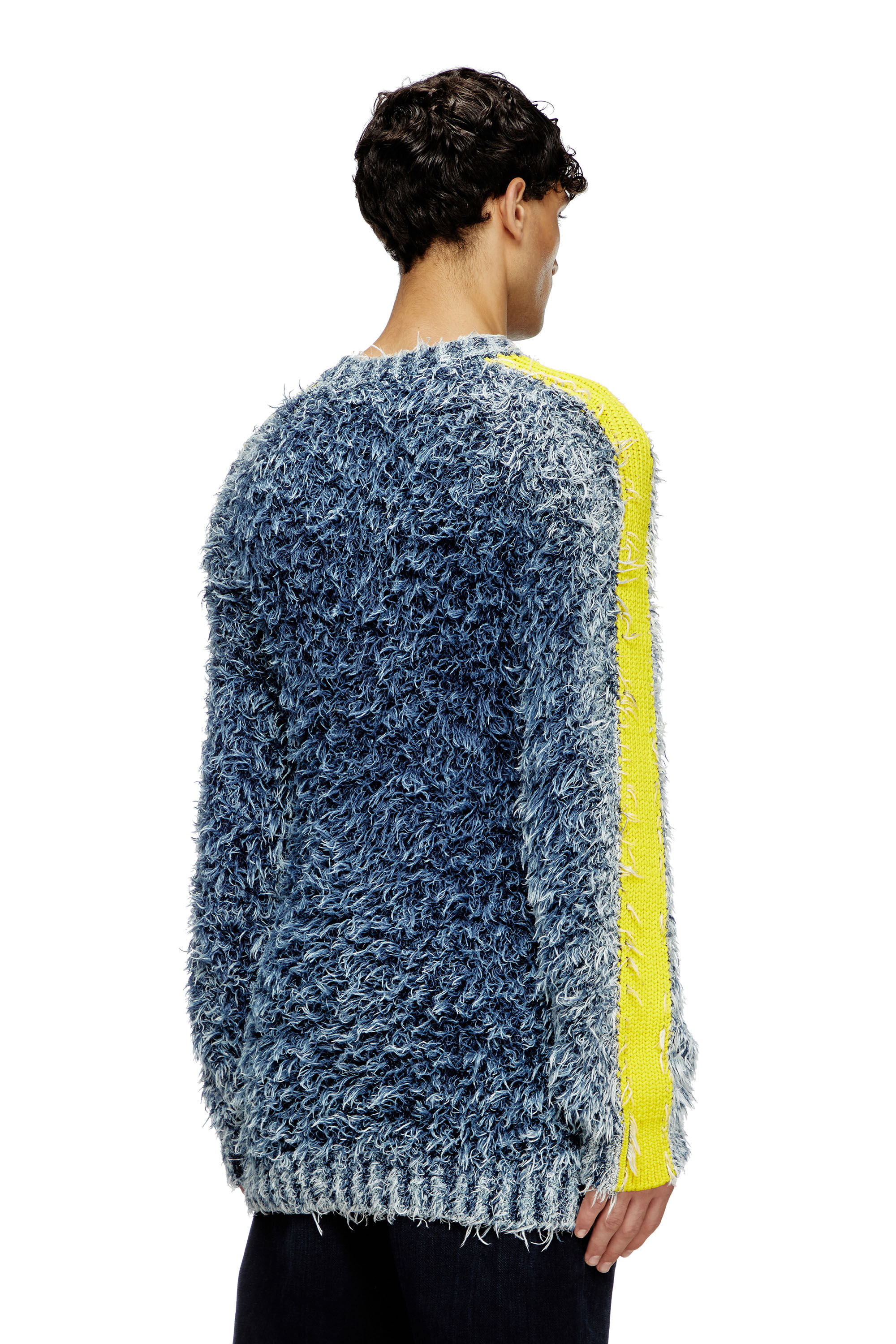 Diesel - K-DAMON, Pull en maille texturée avec bandes contrastées Homme in Bleu - 4