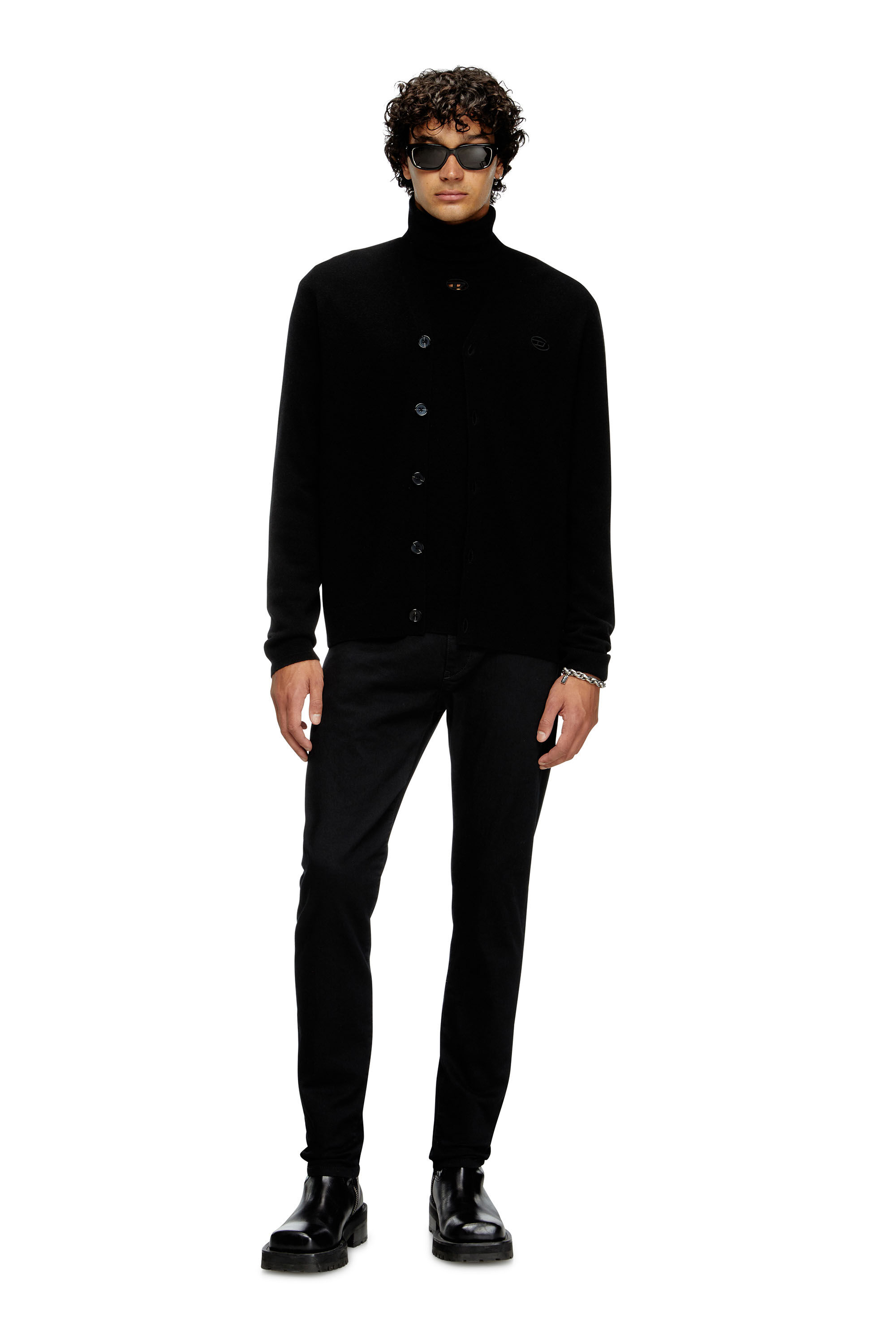 Diesel - K-ZANNIS, Male's Wool and cashmere cardigan in Black - 1