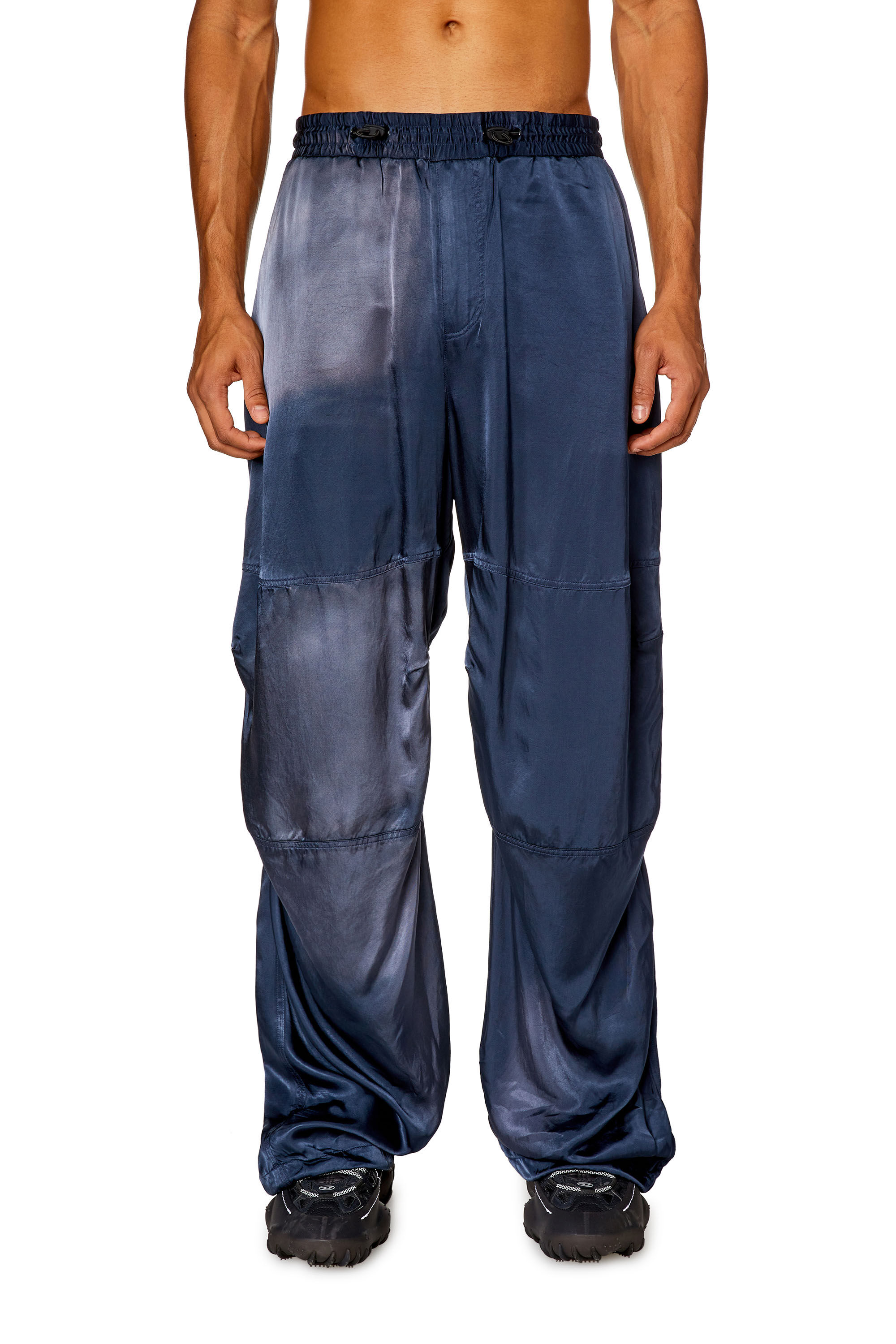 Pantalon cargo oversize en satin Homme Bleu Diesel