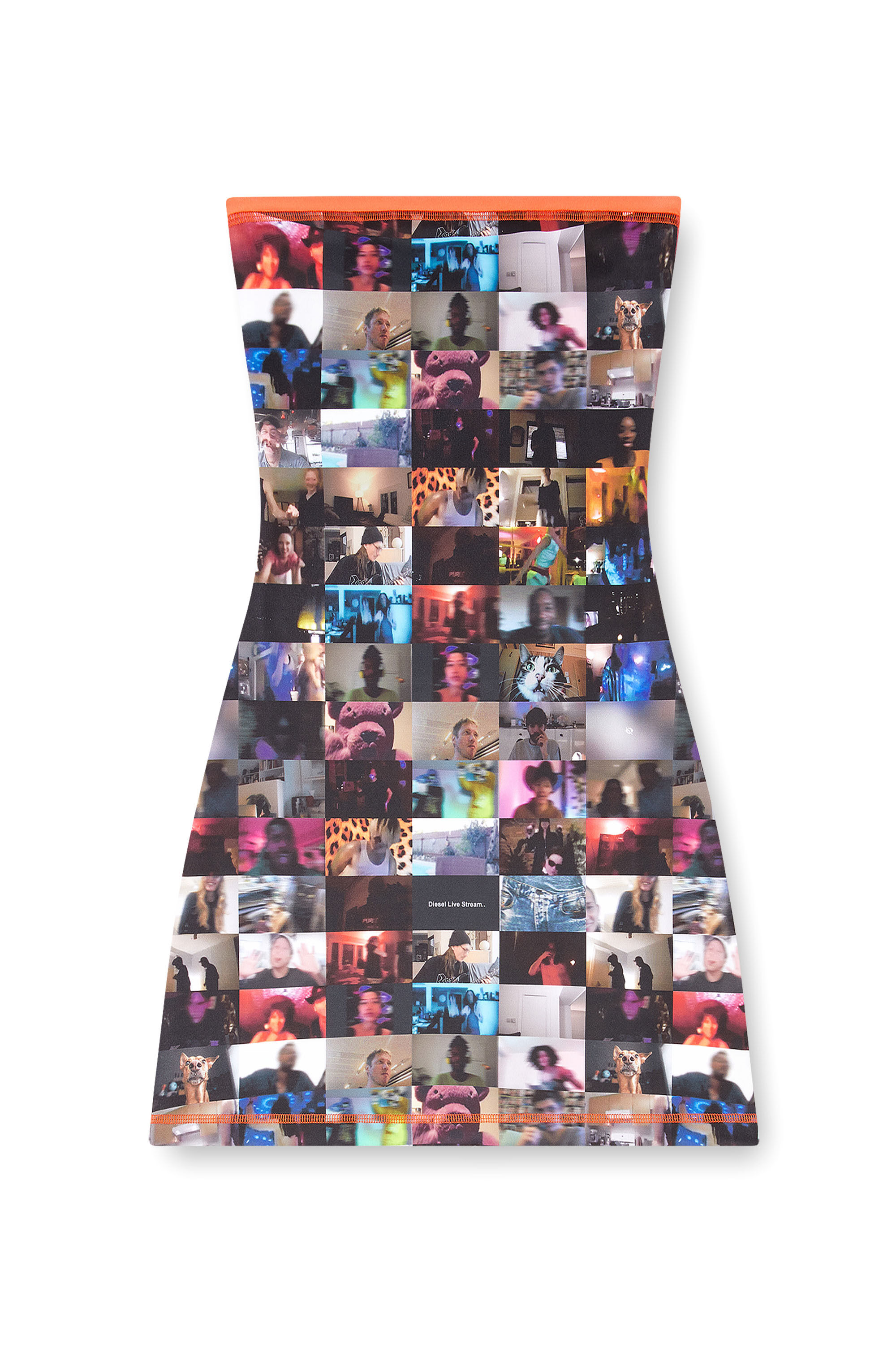 Diesel - D-PLATIN, Female's Tube dress with Livestream print in Black/Orange - 2