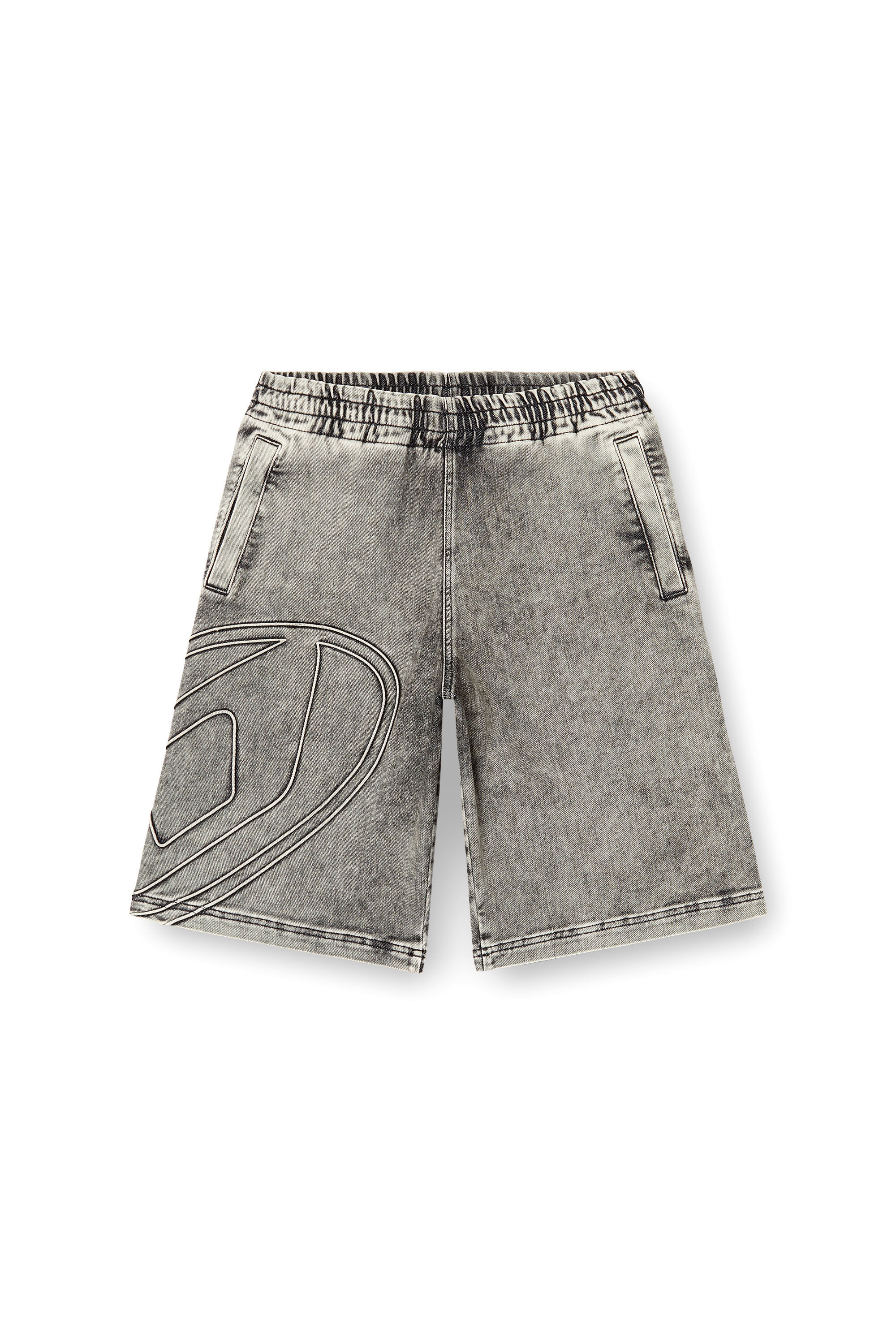 Diesel - D-ENNY-S TRACK, Unisex's Track Denim bermudas with Oval D in Grey - 2