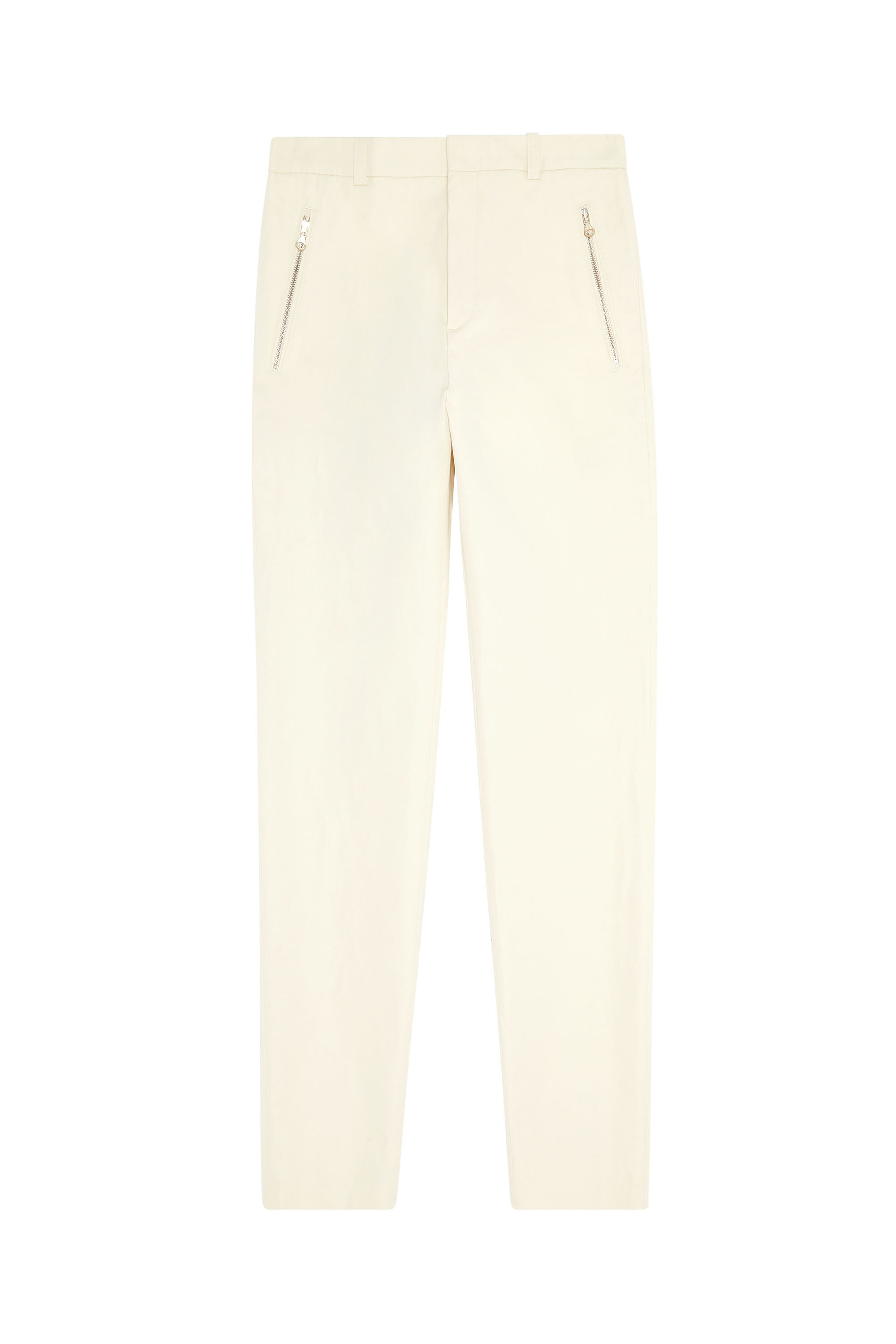 Diesel - P-HANN, Male's Cotton-linen trousers with zip pockets in White - 2