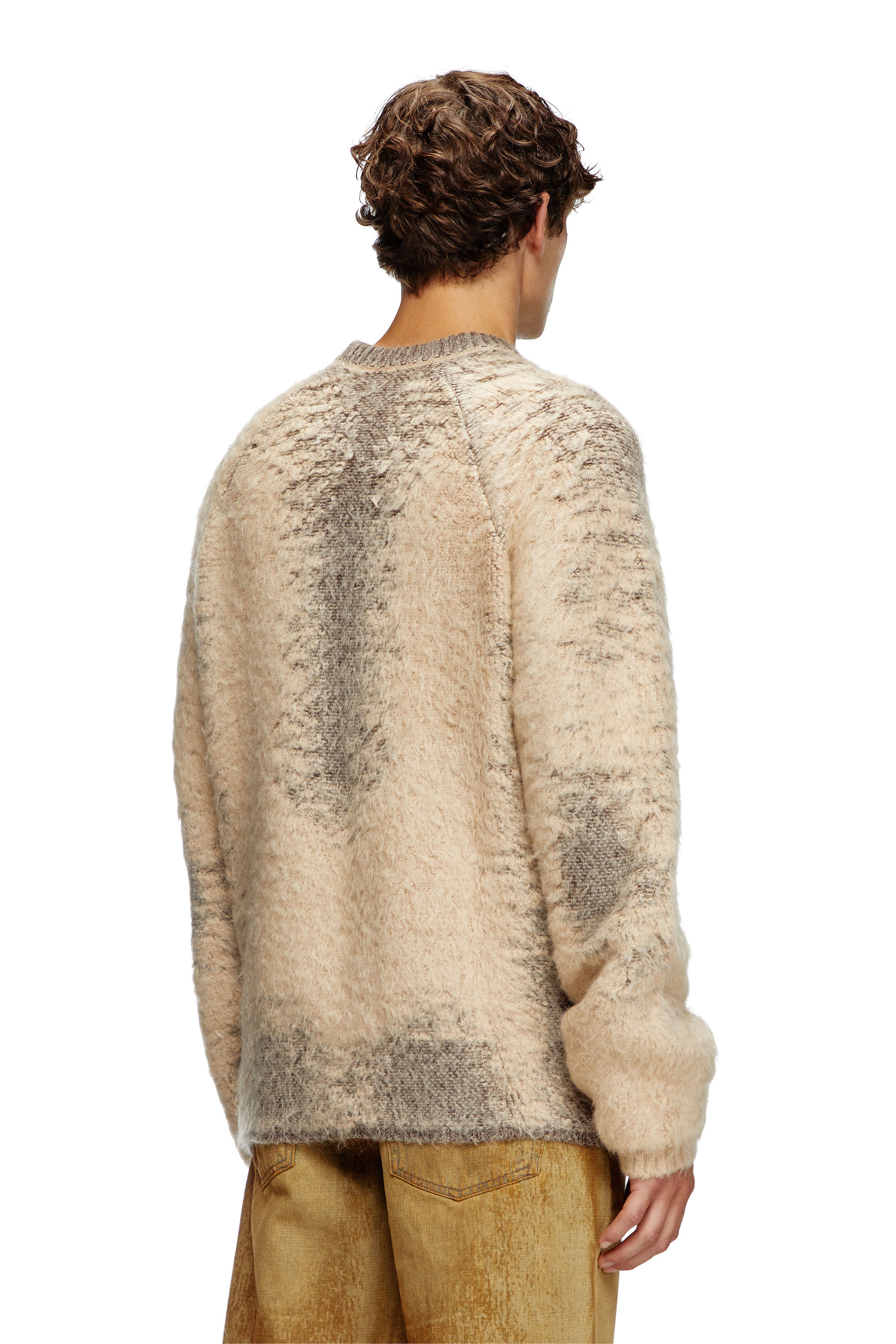 Diesel - K-PENNAC, Pull en mélange de mohair avec effets sueur Homme in Beige - 4