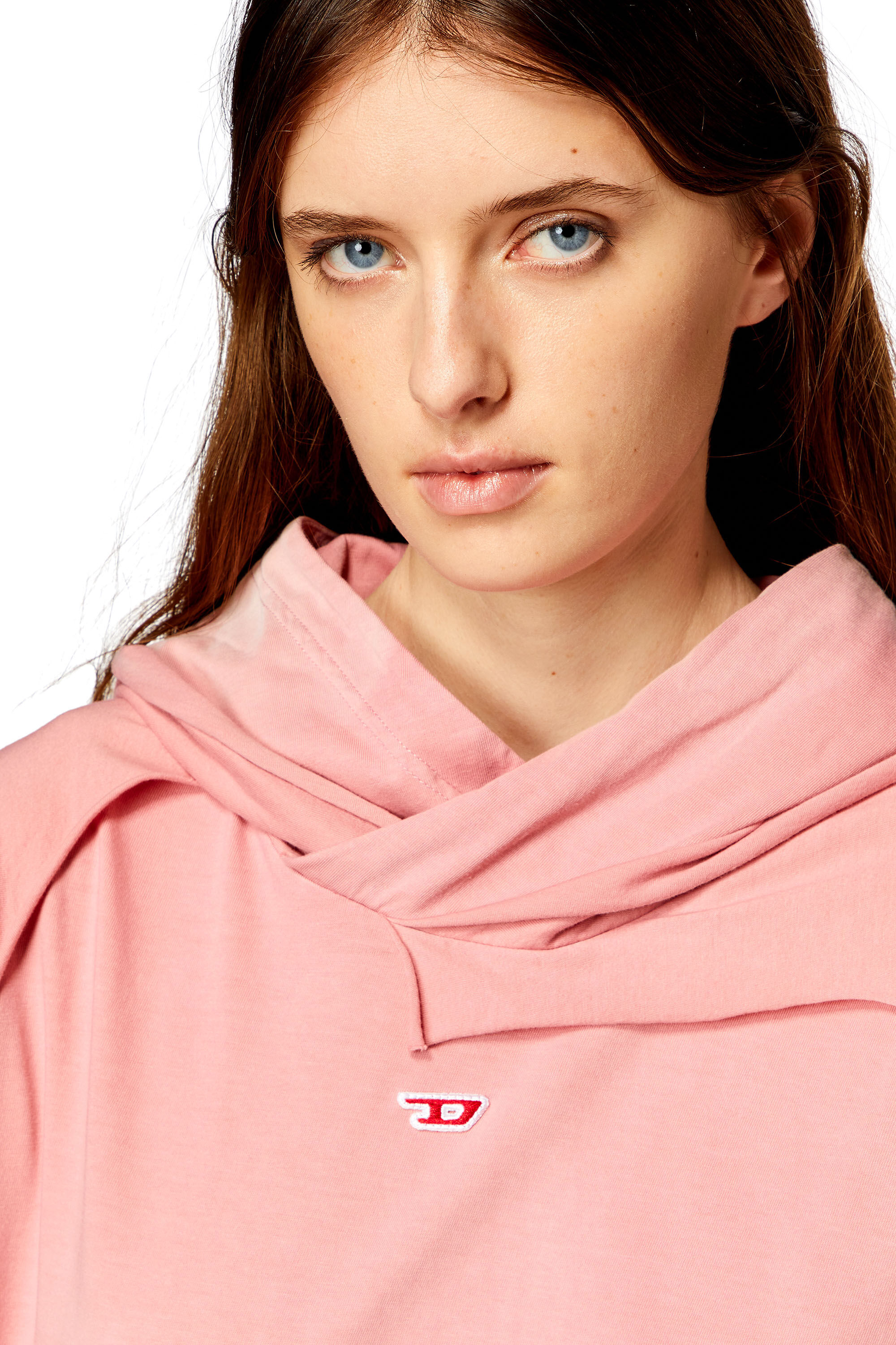 Women s Hoodie with destroyed peel off effect Pink Diesel