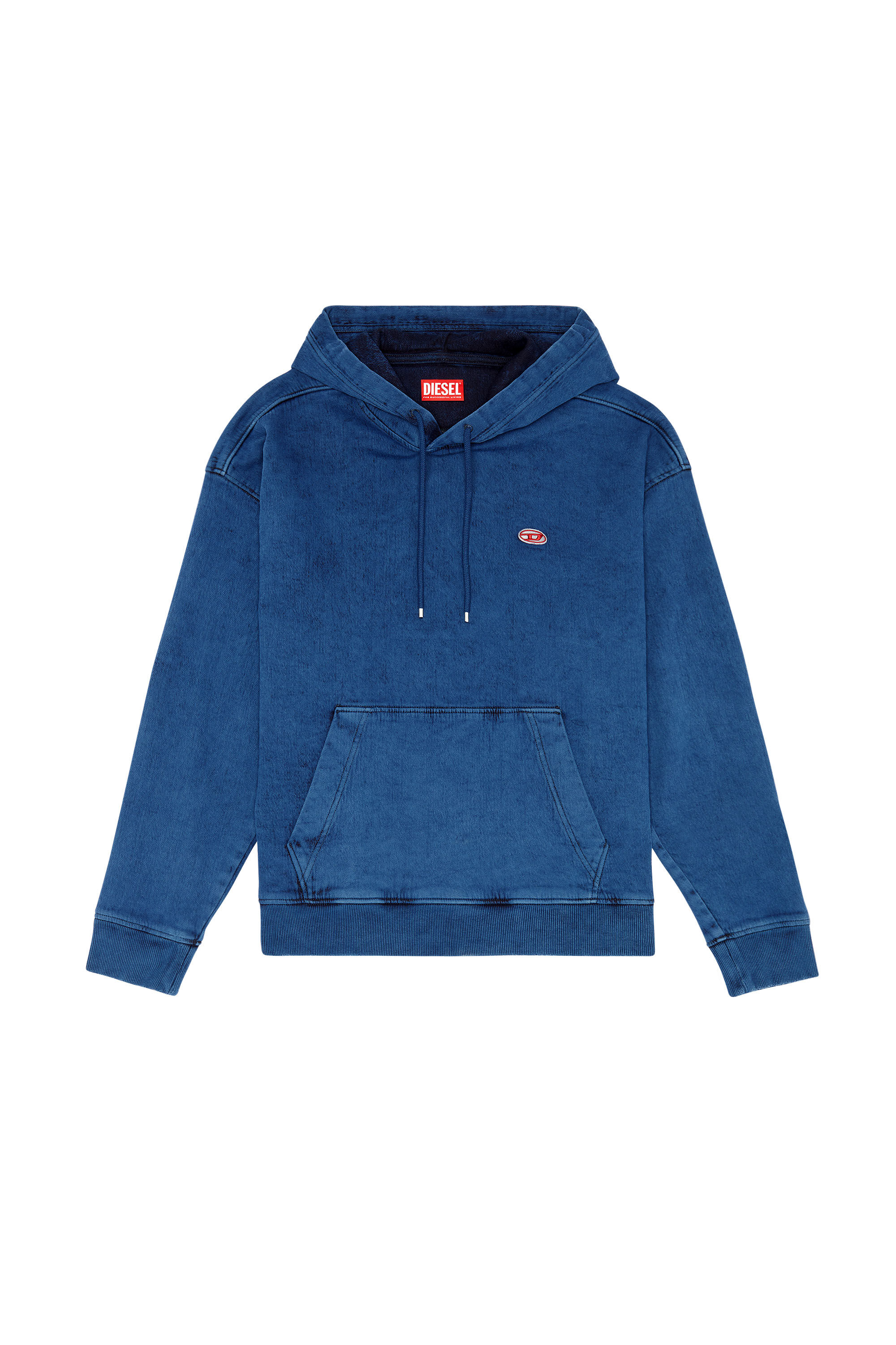 Diesel - D-UM-RIB TRACK DENIM HOODIE, Bleu Foncé - Image 2
