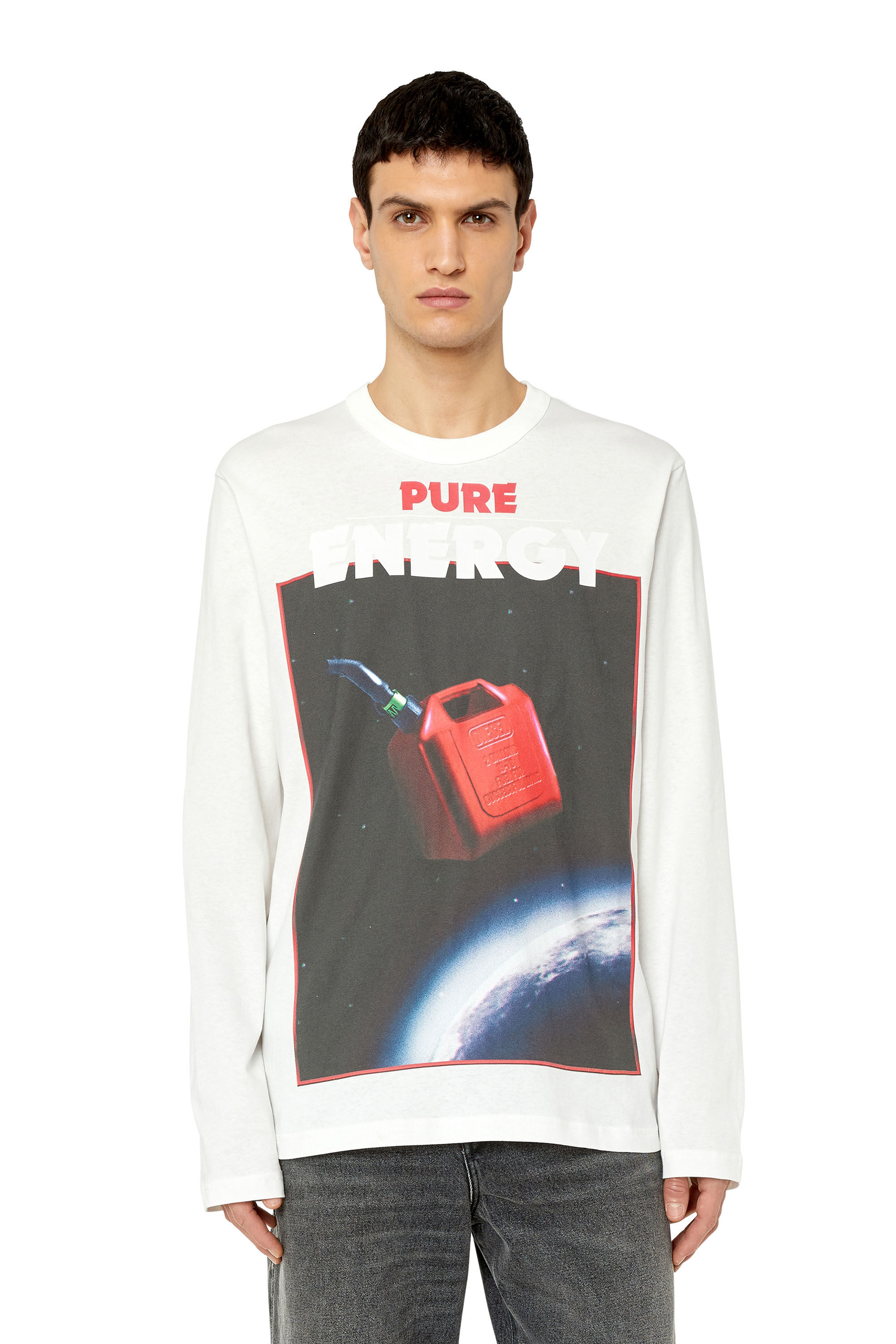 Diesel - T-CRANE-LS-G4, T-shirt à manches longues avec imprimés graphiques Homme in Blanc - 3