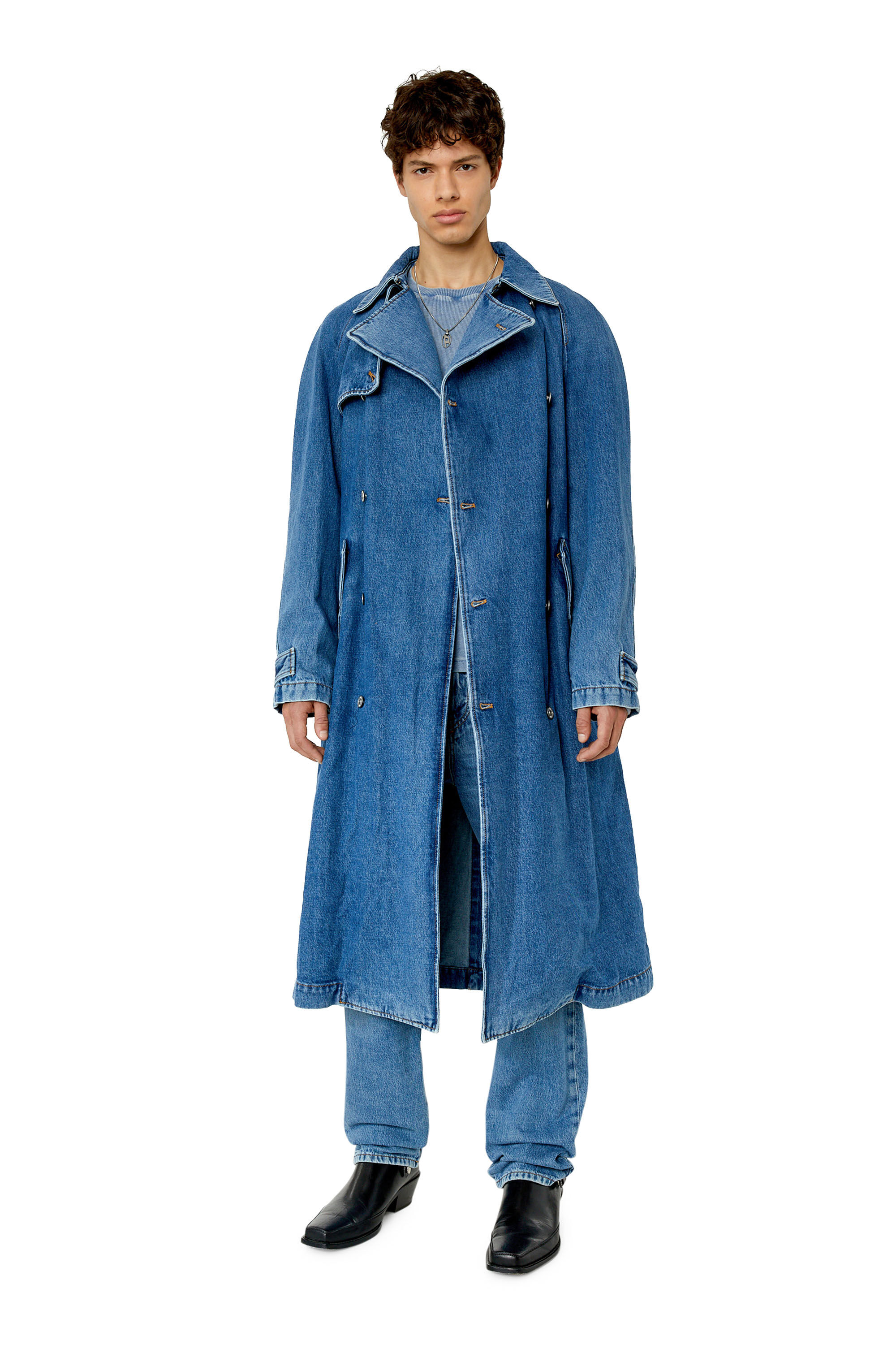 Denim trench coat mens outlet