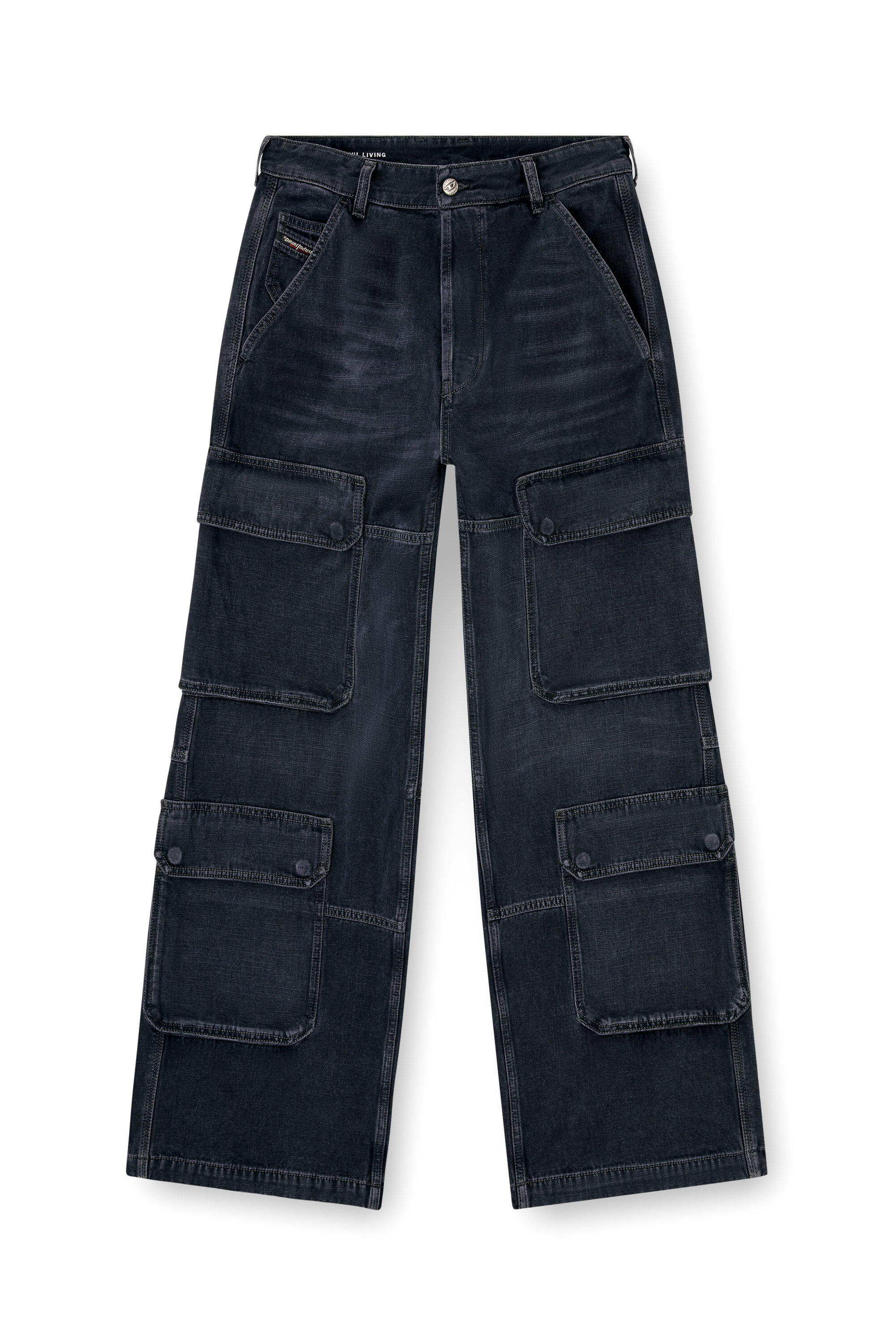 Diesel - Relaxed Jeans D-Touch 007Z9 Homme, Noir/Gris foncé - Image 2