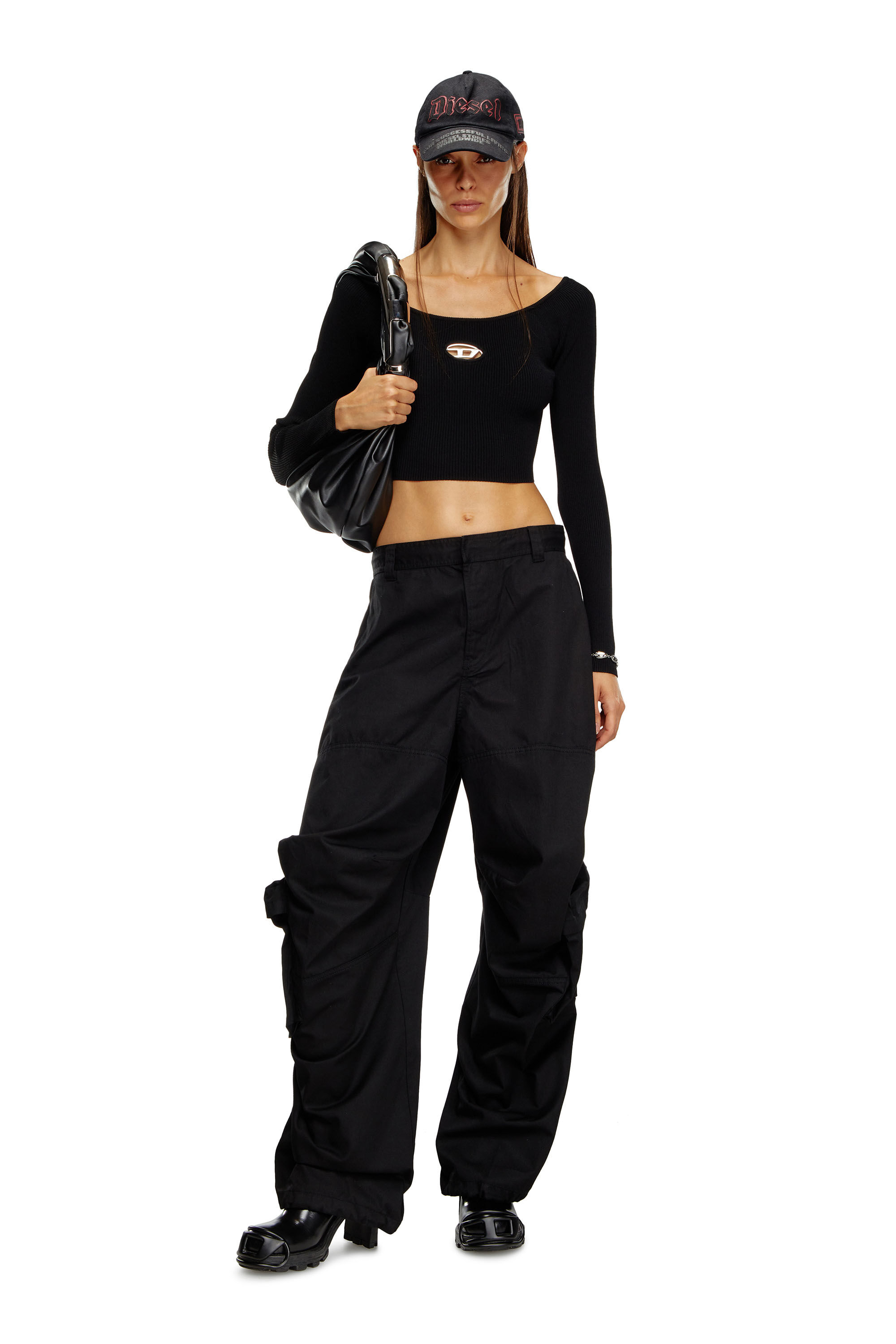 Diesel - M-VERA-LS, Top décolleté en maille côtelée Femme in Polychrome - 1