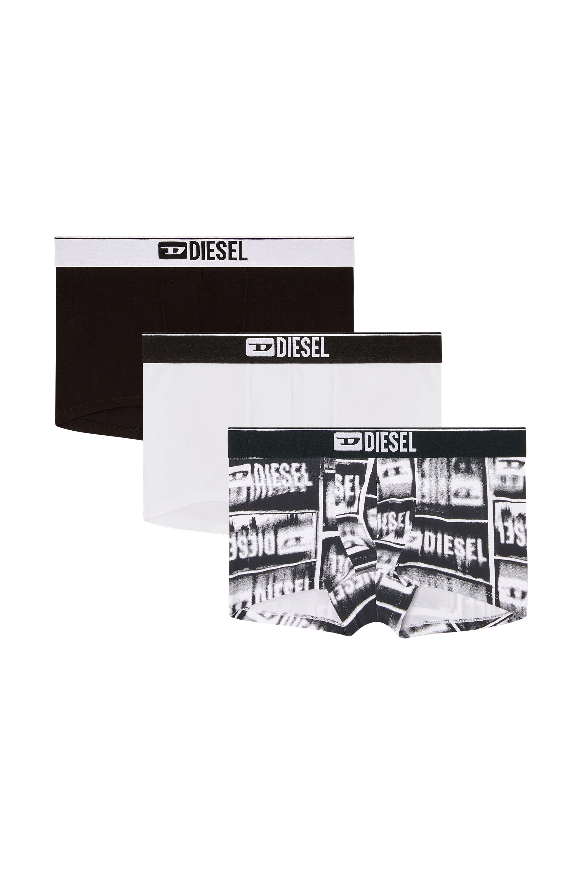 Diesel - DAMIEN-D-BOX-3PACK, Male's 3-pack boxer briefs in stretch cotton in White/Black - 4