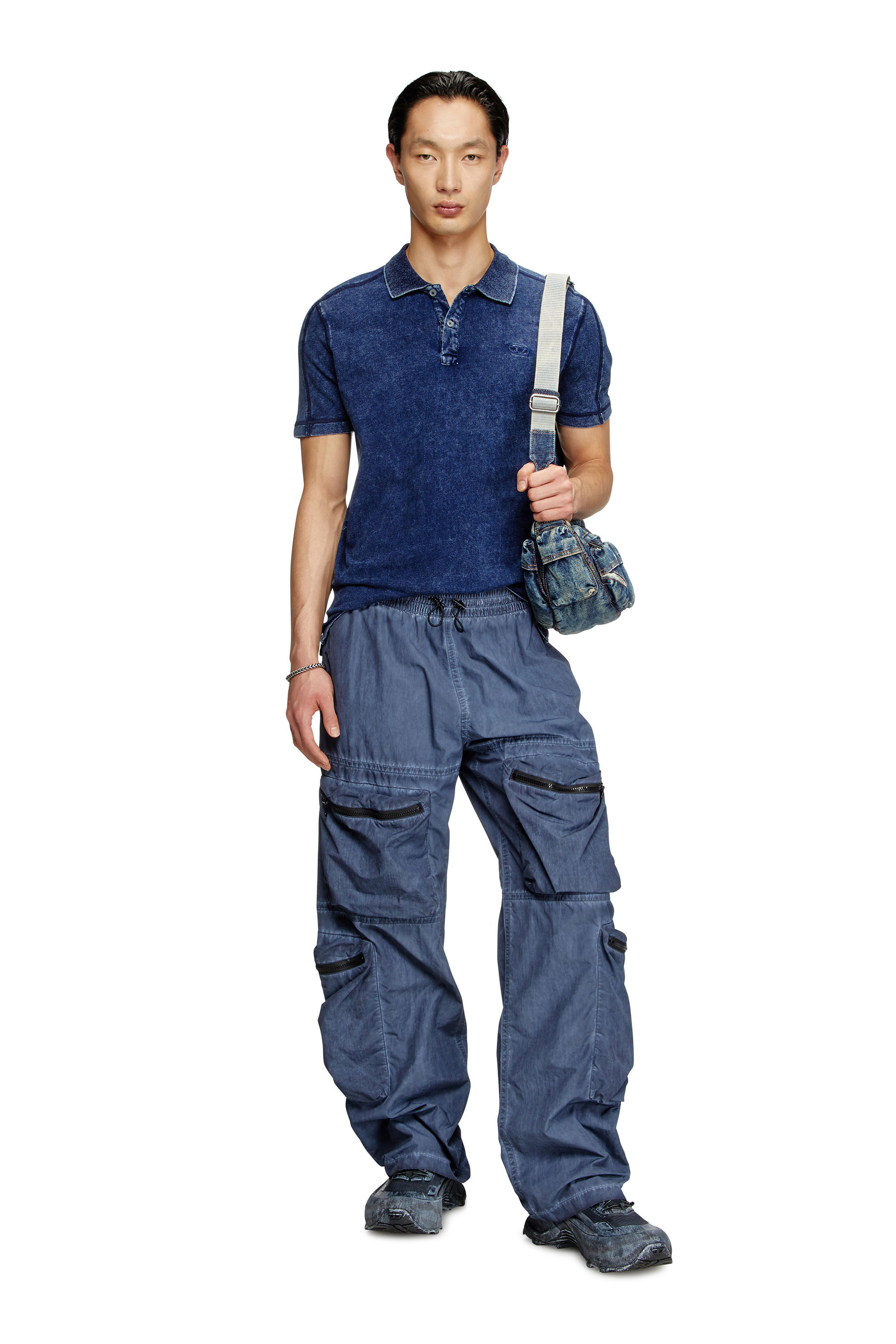 Diesel - T-SWIND-R1, Polo effet denim Homme in Bleu - 1
