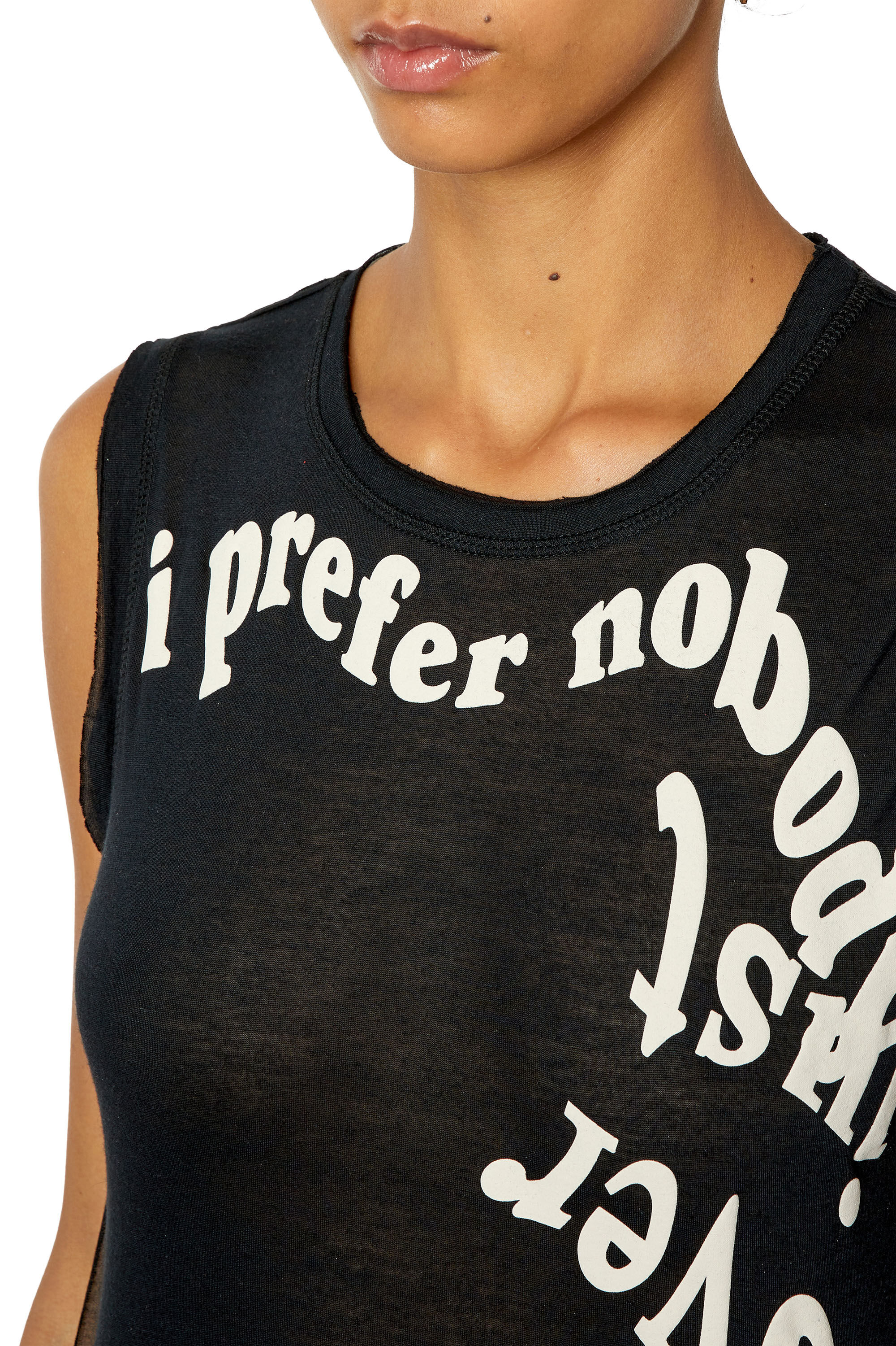 Diesel - T-ODY, Female's Cashmere-modal tank top with puff prints in Black - 4
