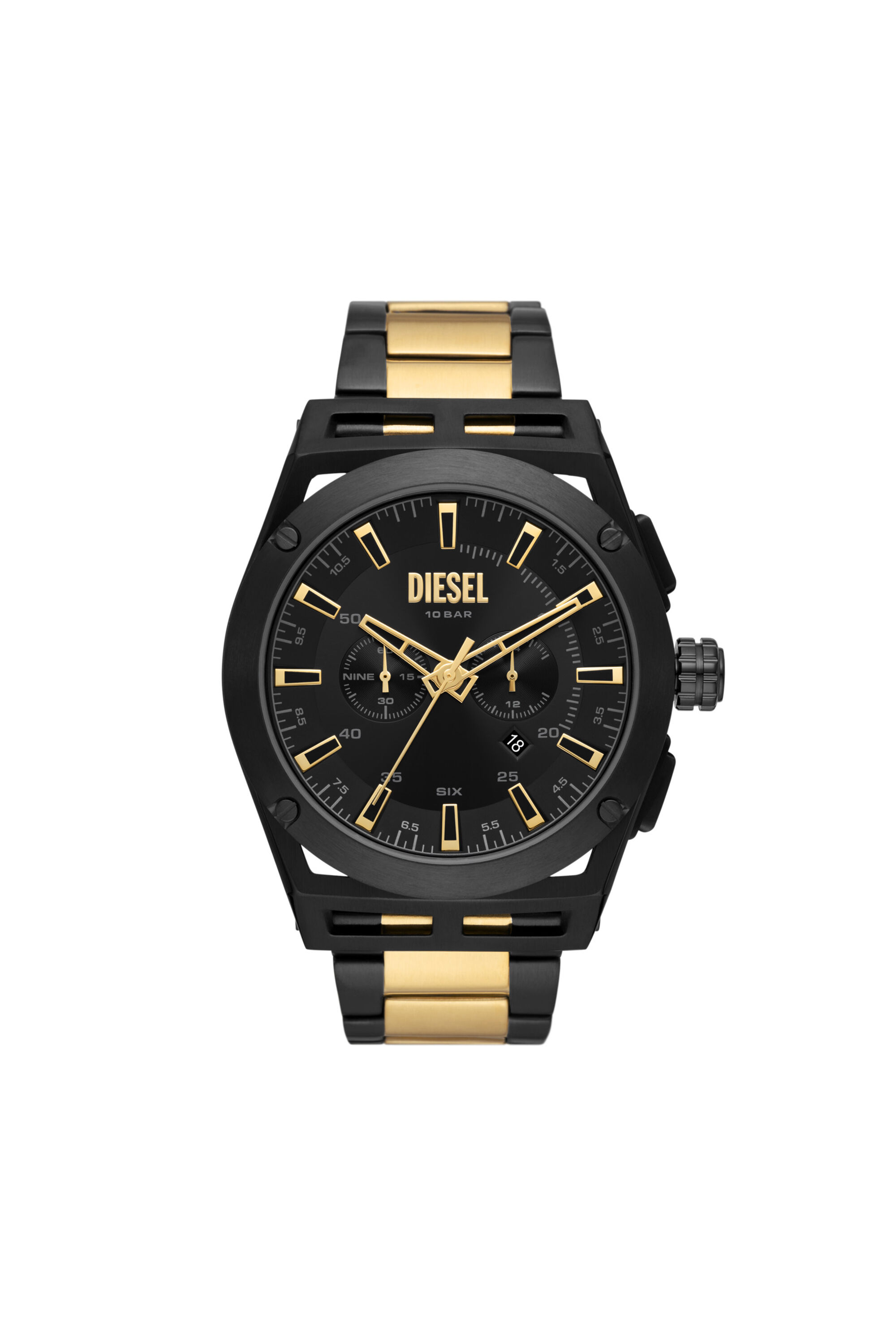 Diesel - DZ4612, Male's Timeframe Chronograph Stainless Steel Watch in Black/Gold - 1