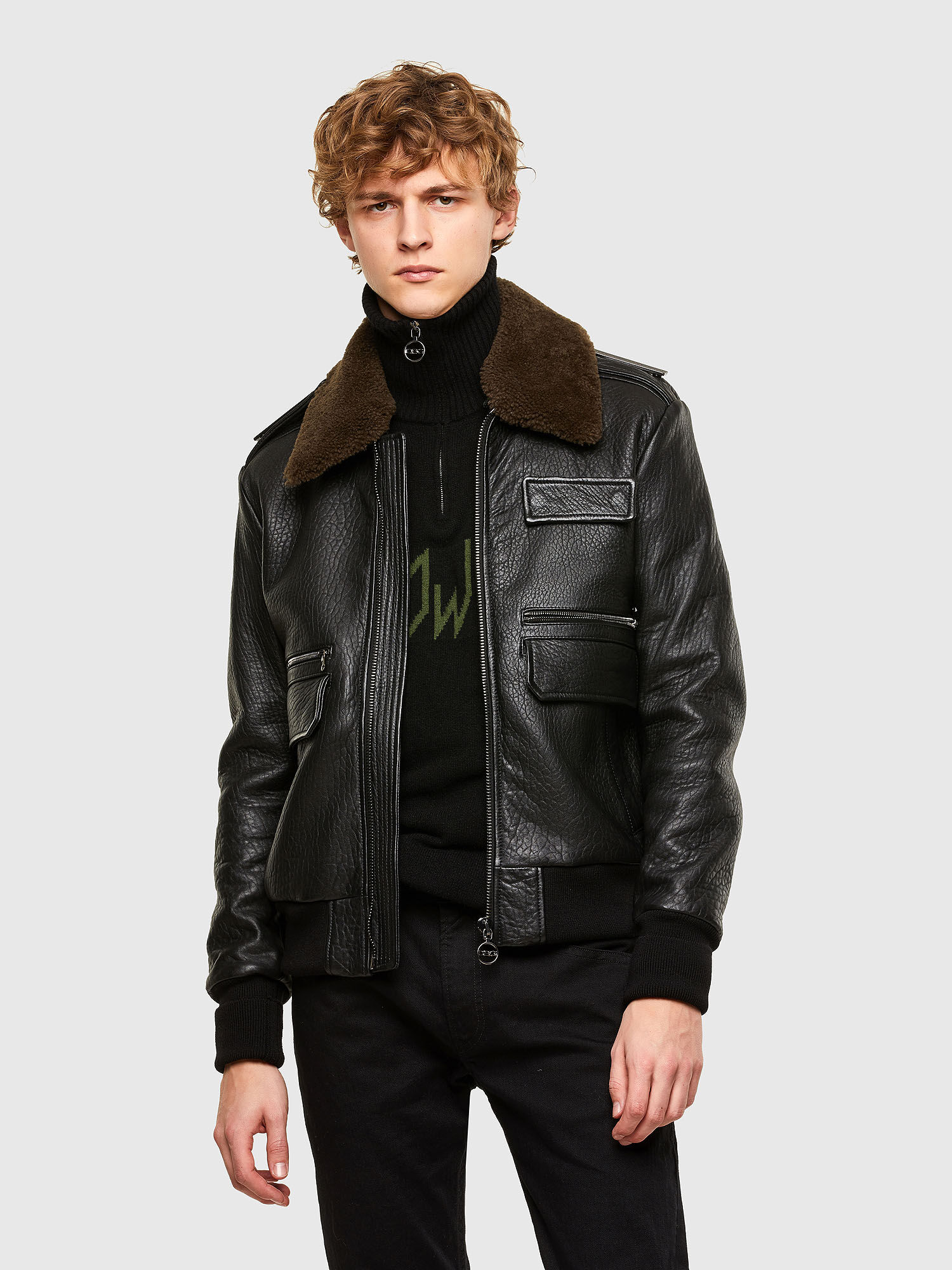 Diesel shearling leather jacket shop