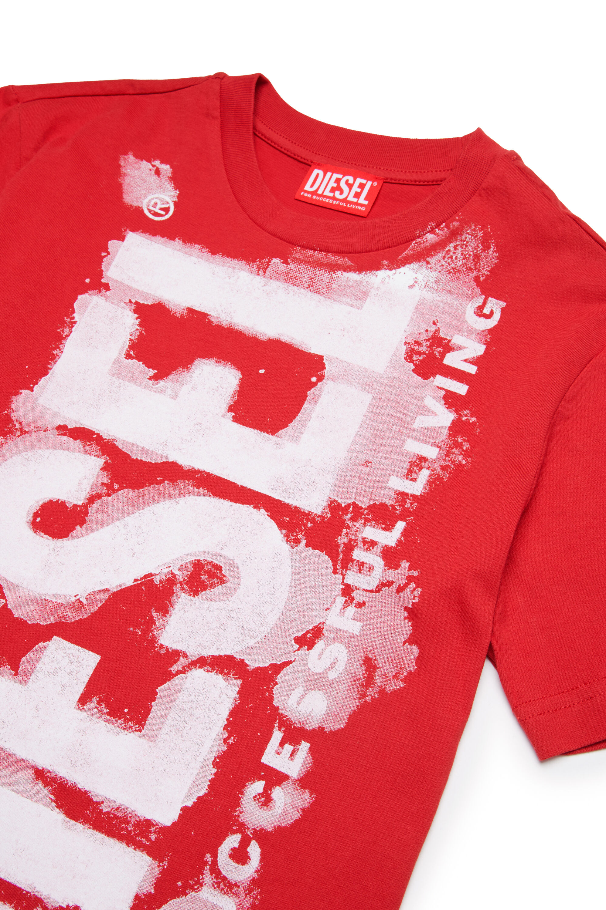 Diesel - TJUSTE16 OVER, T-shirt avec logo aquarelle Homme in Rouge - 3