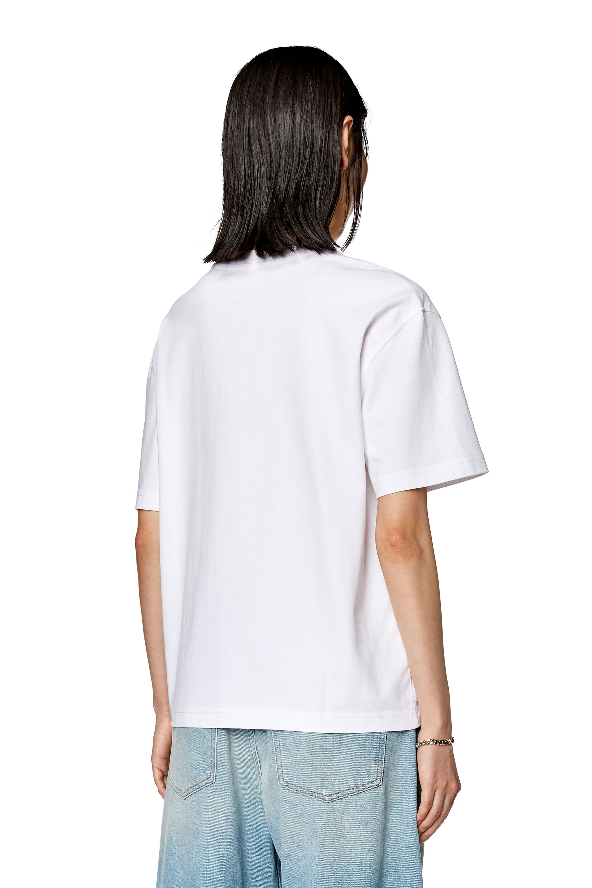 Diesel - T-DANNY-NLABEL, Female's T-shirt with diesel logo patch in White - 4