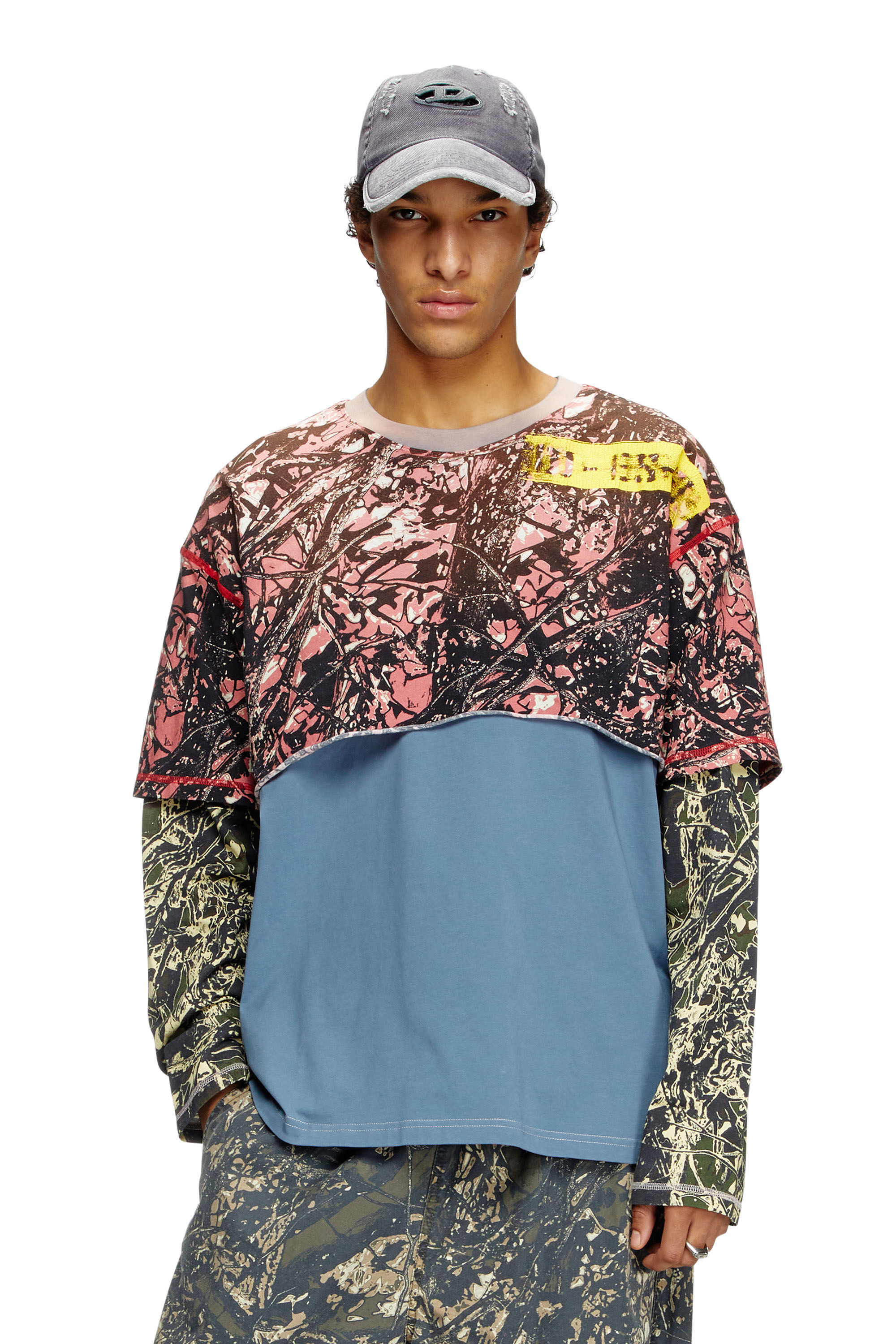 Diesel - T-BESH-CAMOU, T-shirt superposé avec motif camouflage Homme in Polychrome - 3