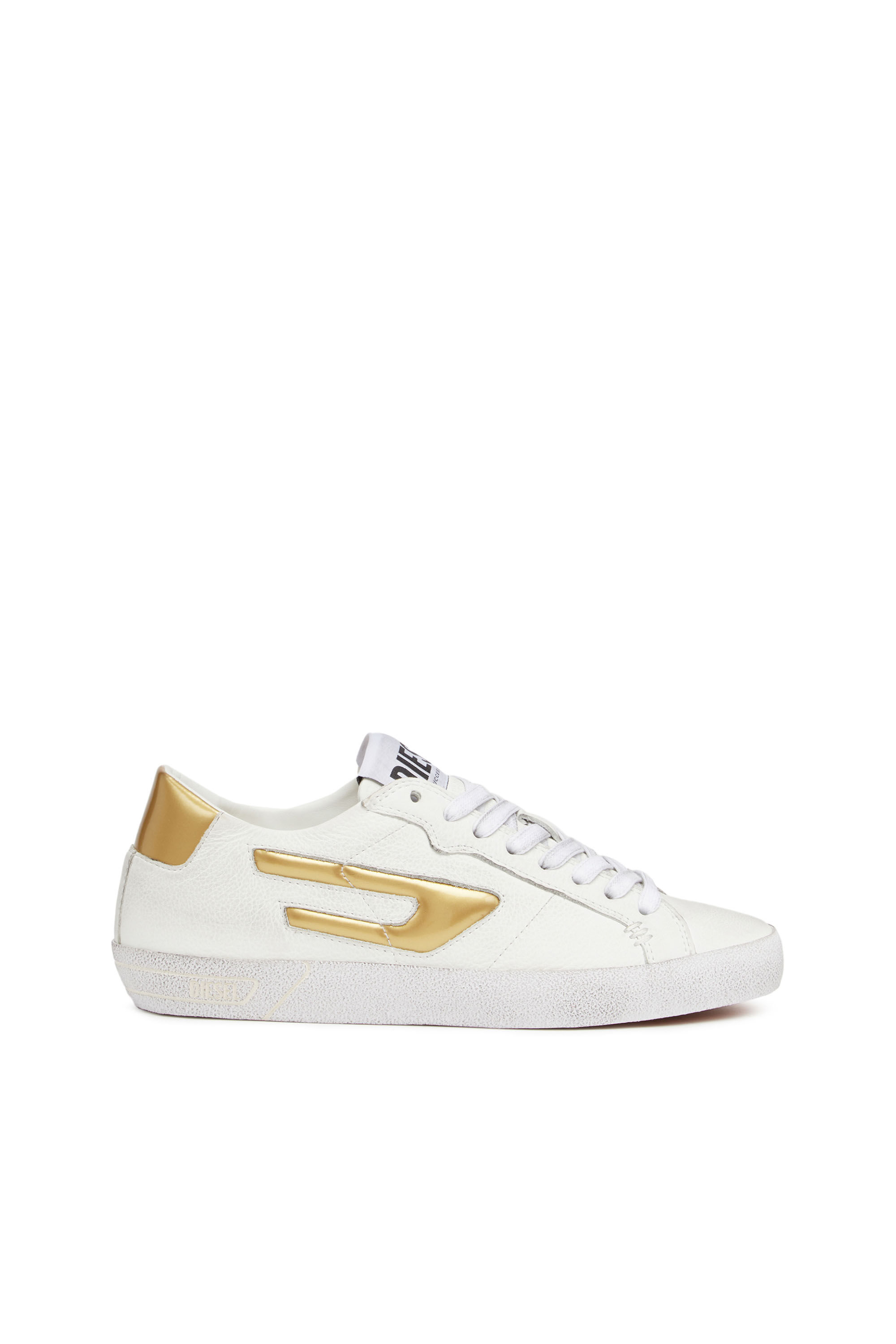 Diesel - S-LEROJI LOW W, Female's S-Leroji Low W - Low-top sneakers with metallic D logo in White/Yellow - 1