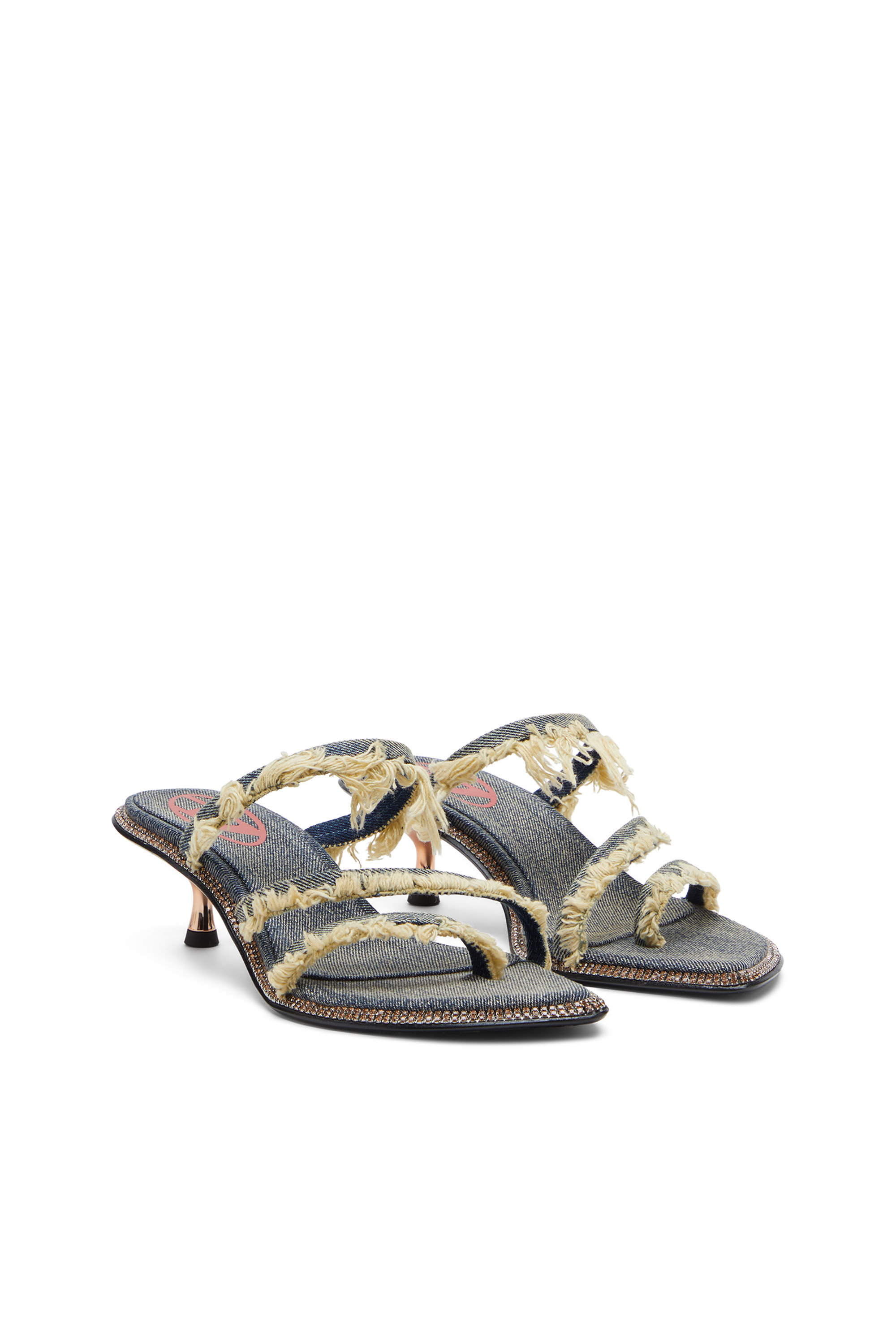 Diesel - D-HAVANNA KITTIE, Female's D-Havanna Kittie-Frayed-denim mules with crystals in Blue - 2