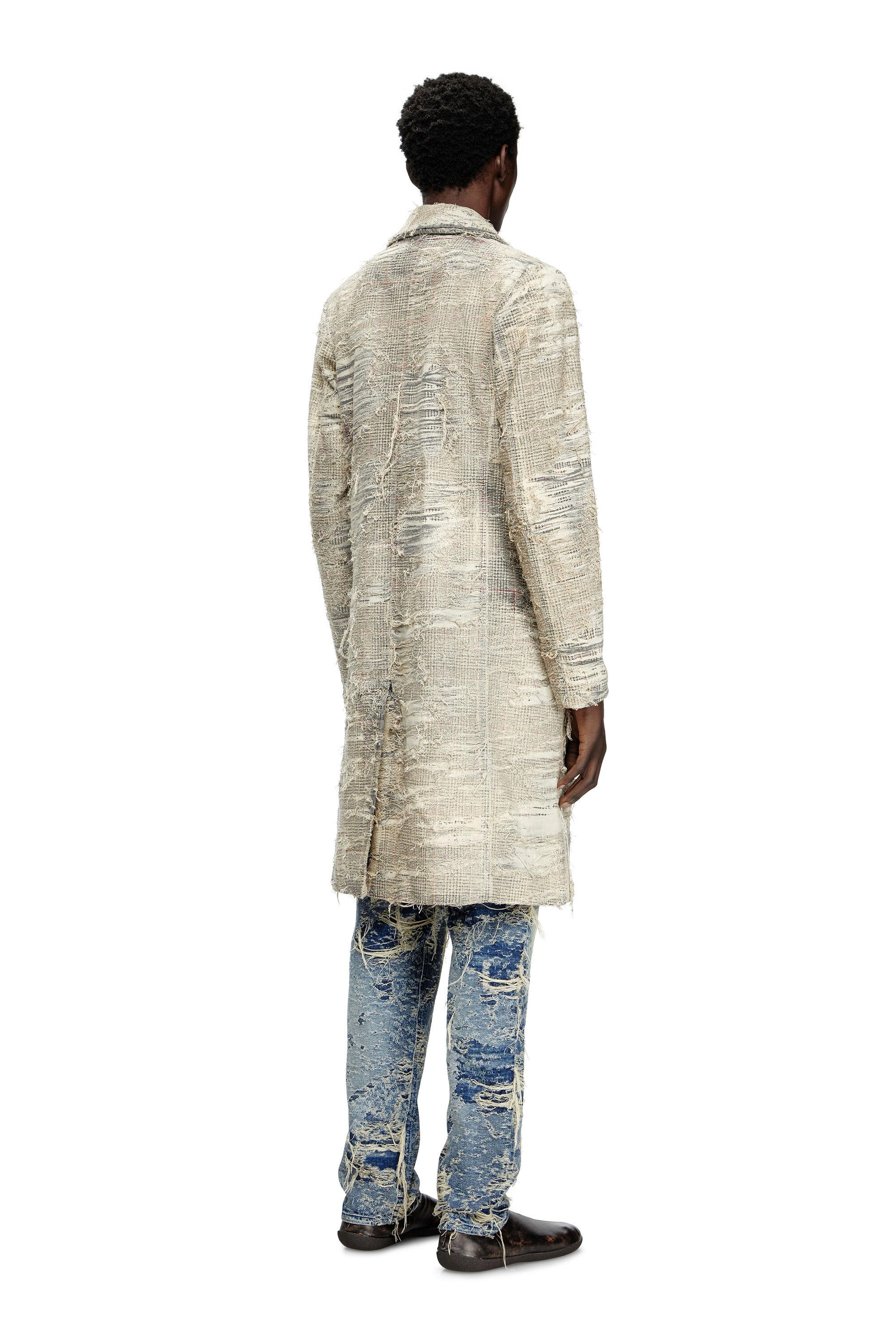 Diesel - D-ISCO-FSG, Male's Coat in distressed Prince of Wales denim in Grey - 5