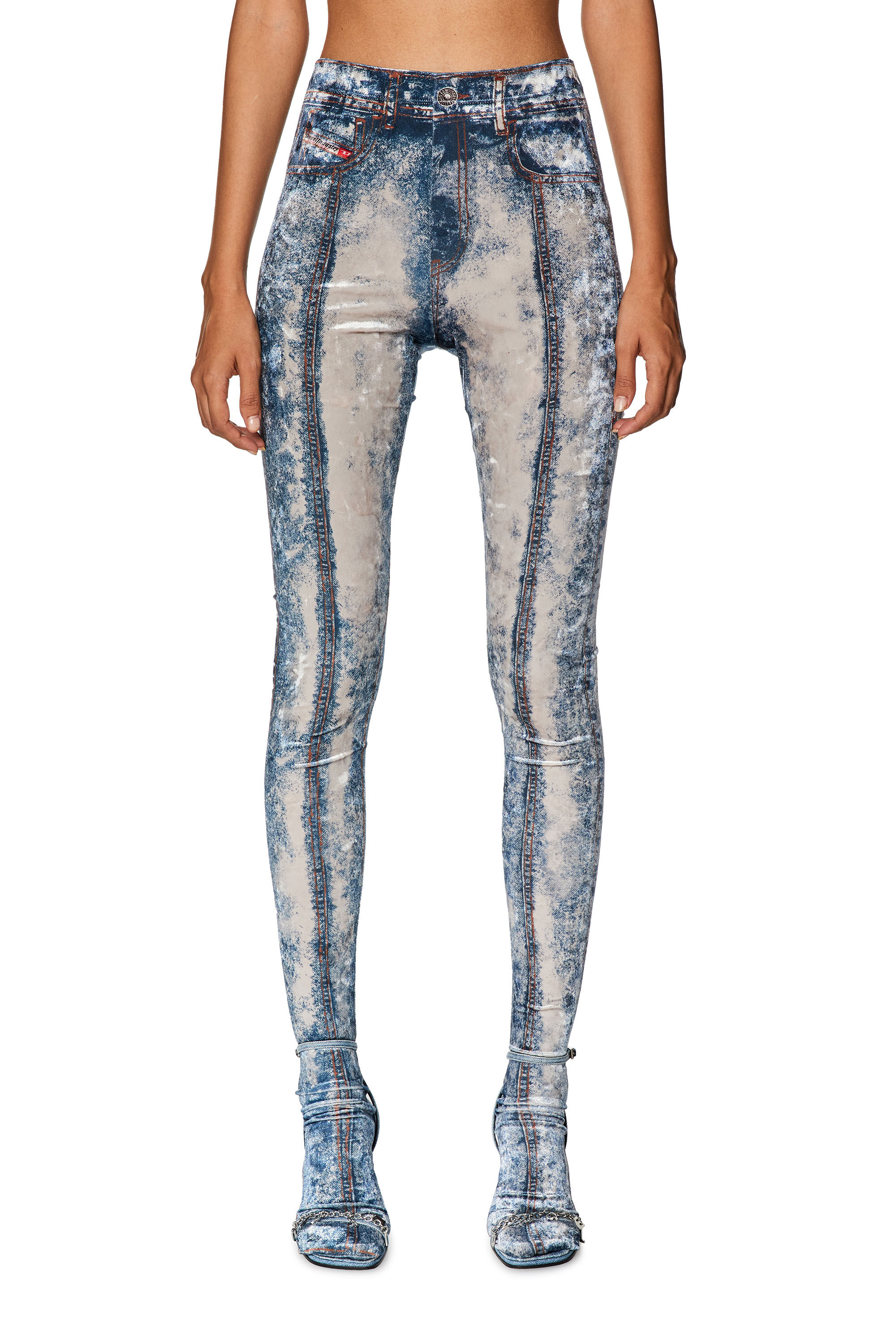 Women s Chenille leggings with denim print P KOLVET Diesel
