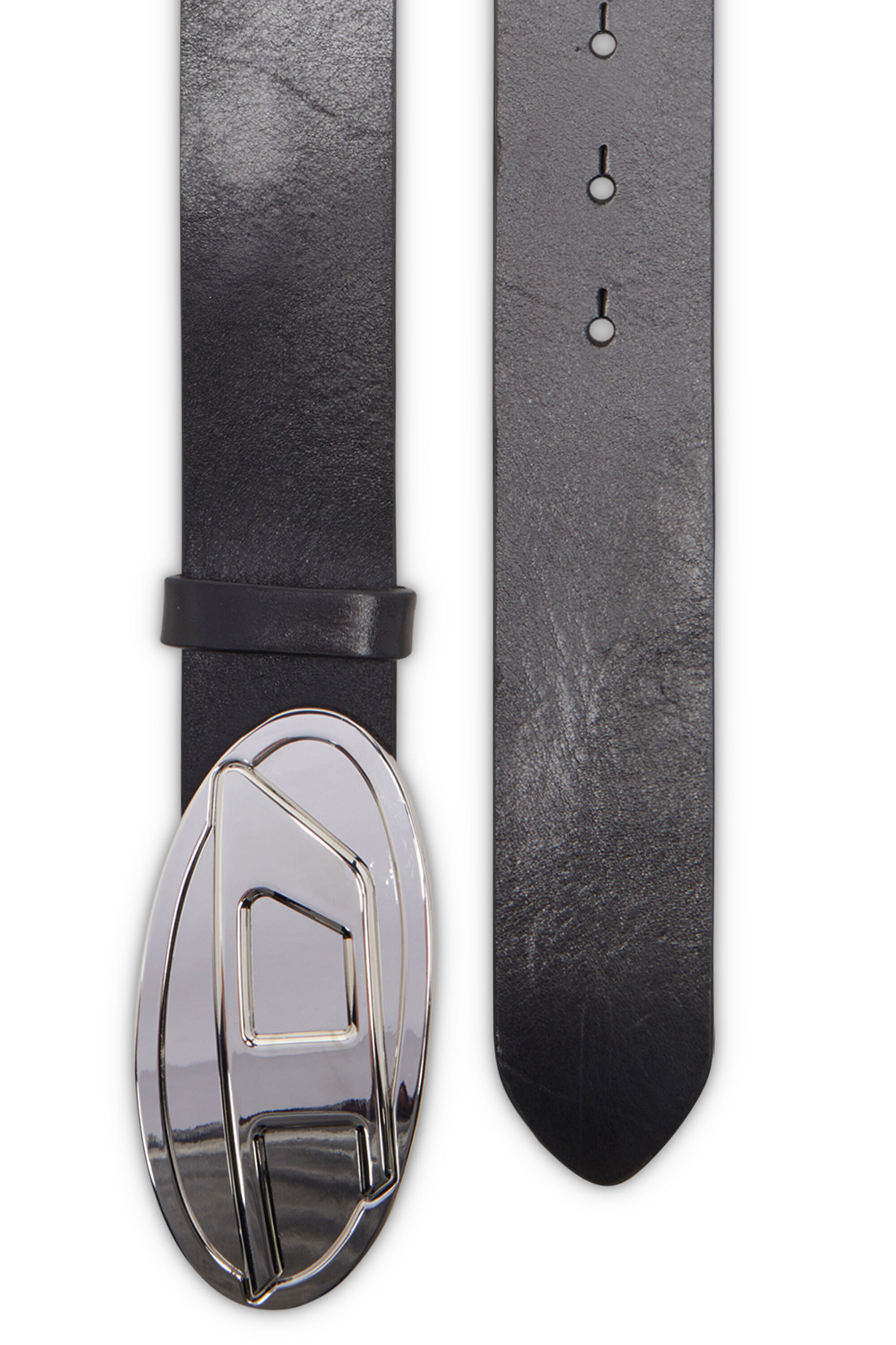 Diesel - B-1DR 2.0, Ceinture de 4 cm en cuir avec plaque Oval D Femme in Noir - 2