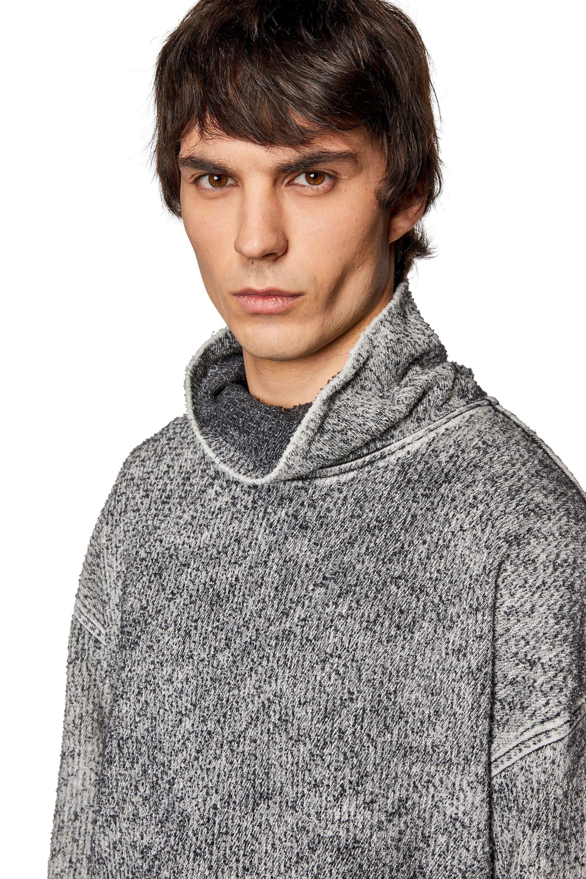 Diesel - D-NLABELCOL-FSD-NE, Sweat-shirt à col montant en Track Denim lasérisé Homme in Gris - 5