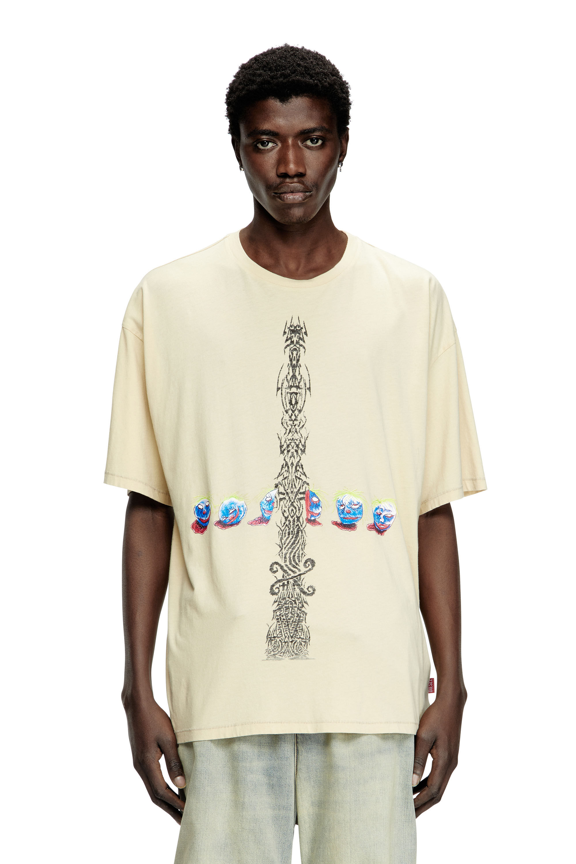 Diesel - T-BOXT-R4, Male's Acid-wash T-shirt with printed graphics in White - 3