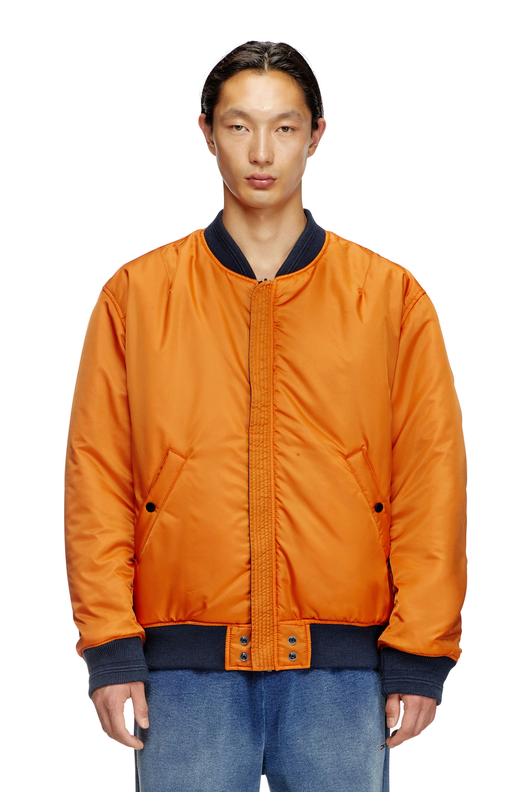 Diesel - J-HELD, Male's Bomber in padded nylon with Oval D in Blue - 6