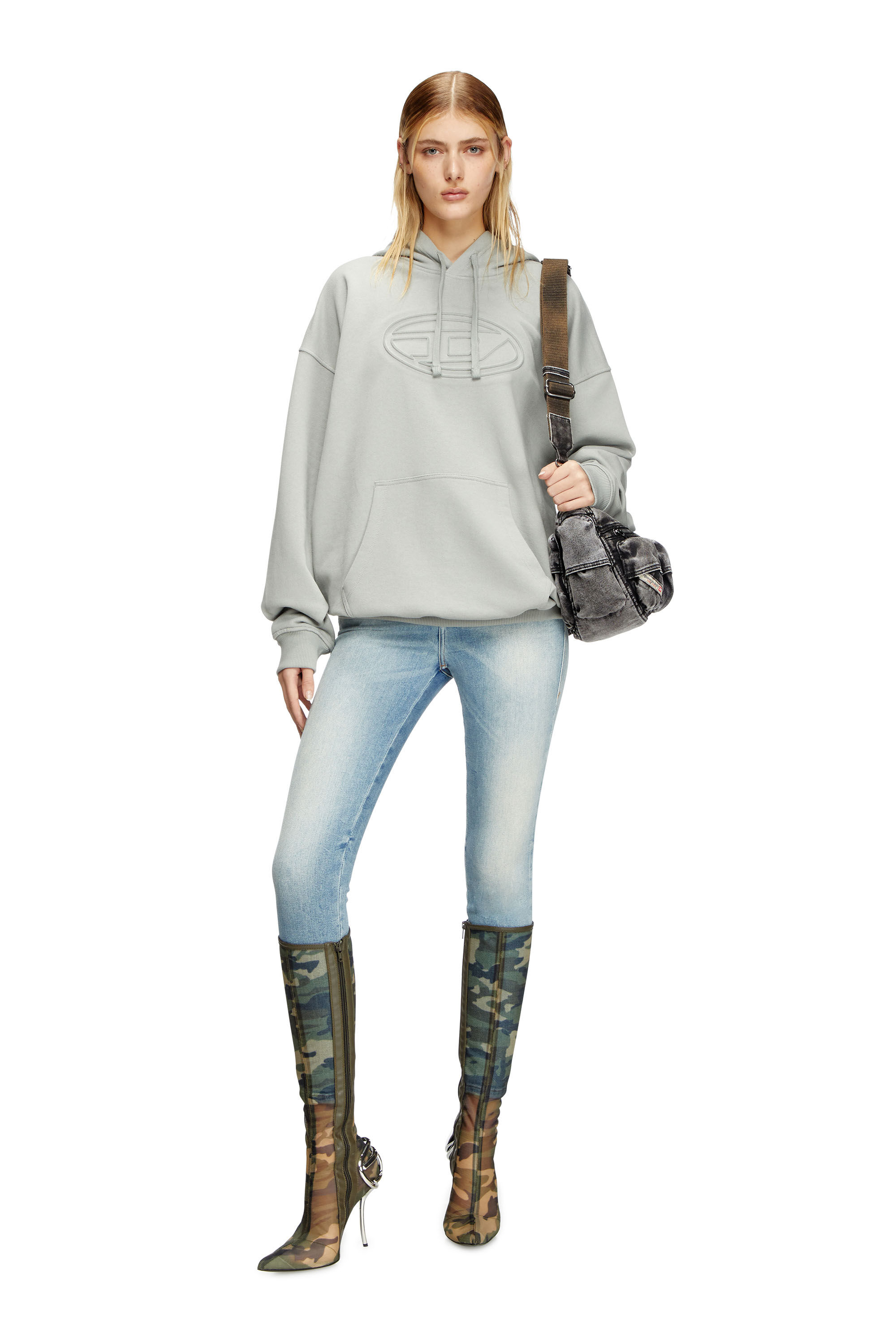 Diesel - S-UMMER-BIGOVAL, Male's Hoodie with embossed Oval D in Light Grey - 7