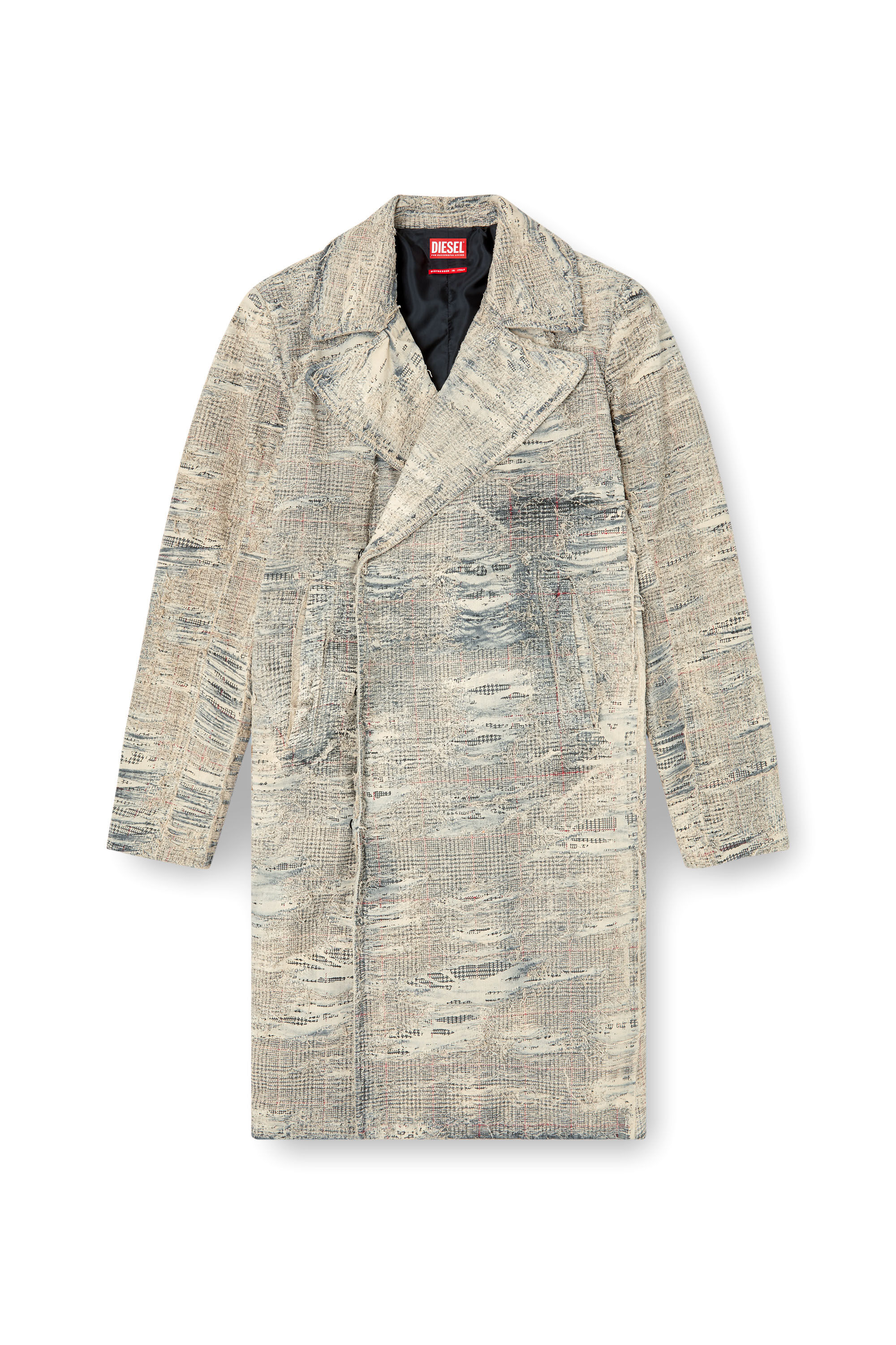 Diesel - D-ISCO-FSG, Male's Coat in distressed Prince of Wales denim in Grey - 2