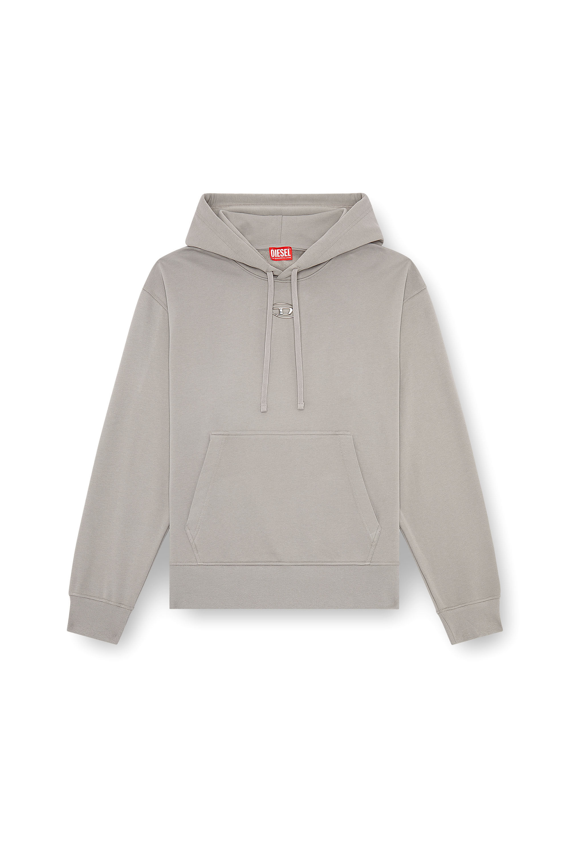 Diesel - S-MACS-HOOD-OD, Sweat-shirt à capuche oversize avec logo métallisé Homme in Gris - 2
