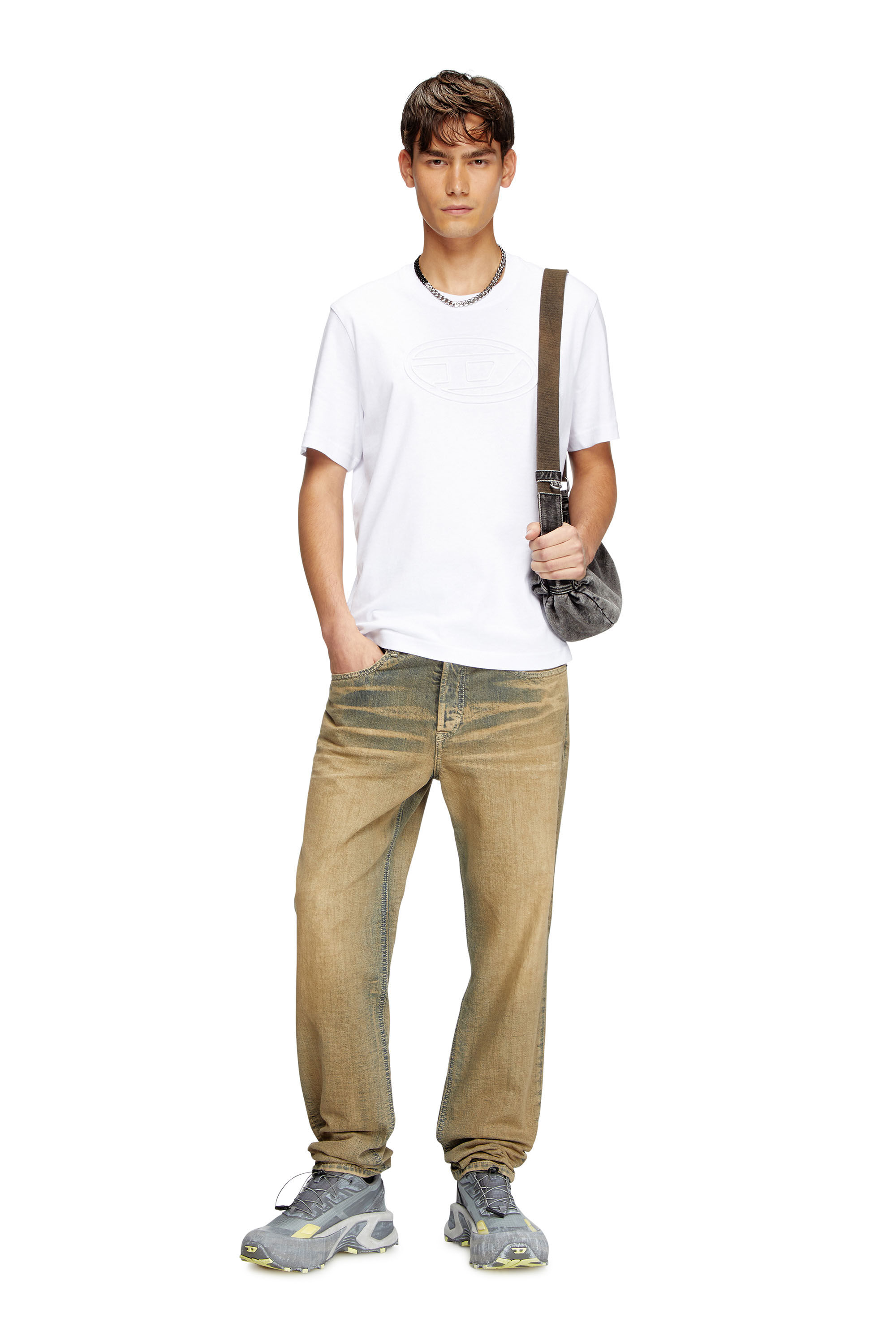 Diesel - T-ADJUST-BIGOVAL, Male's T-shirt with embossed Oval D in White - 1