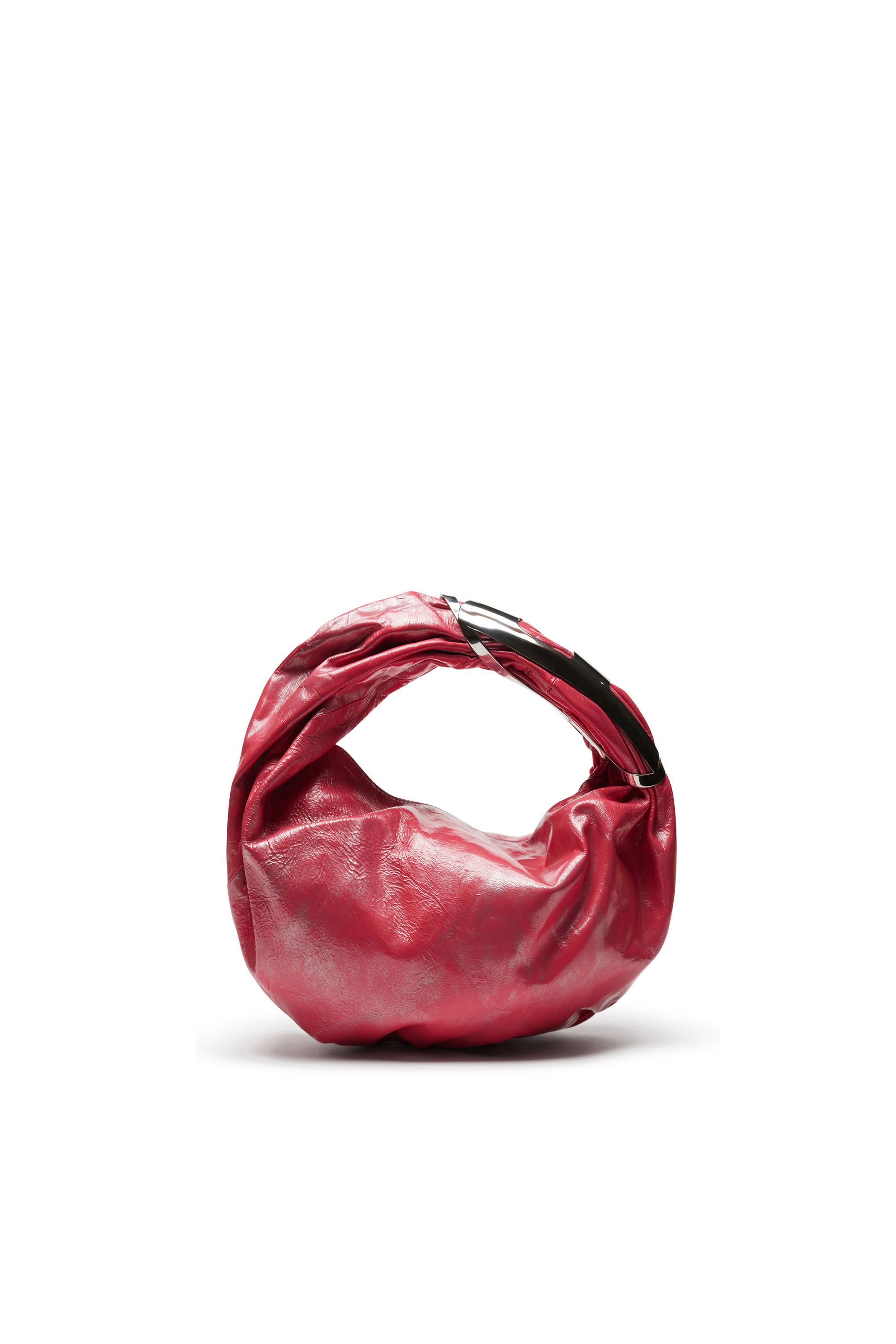 Women s Grab D Hobo S Hobo bag in metallic leather Pink Diesel