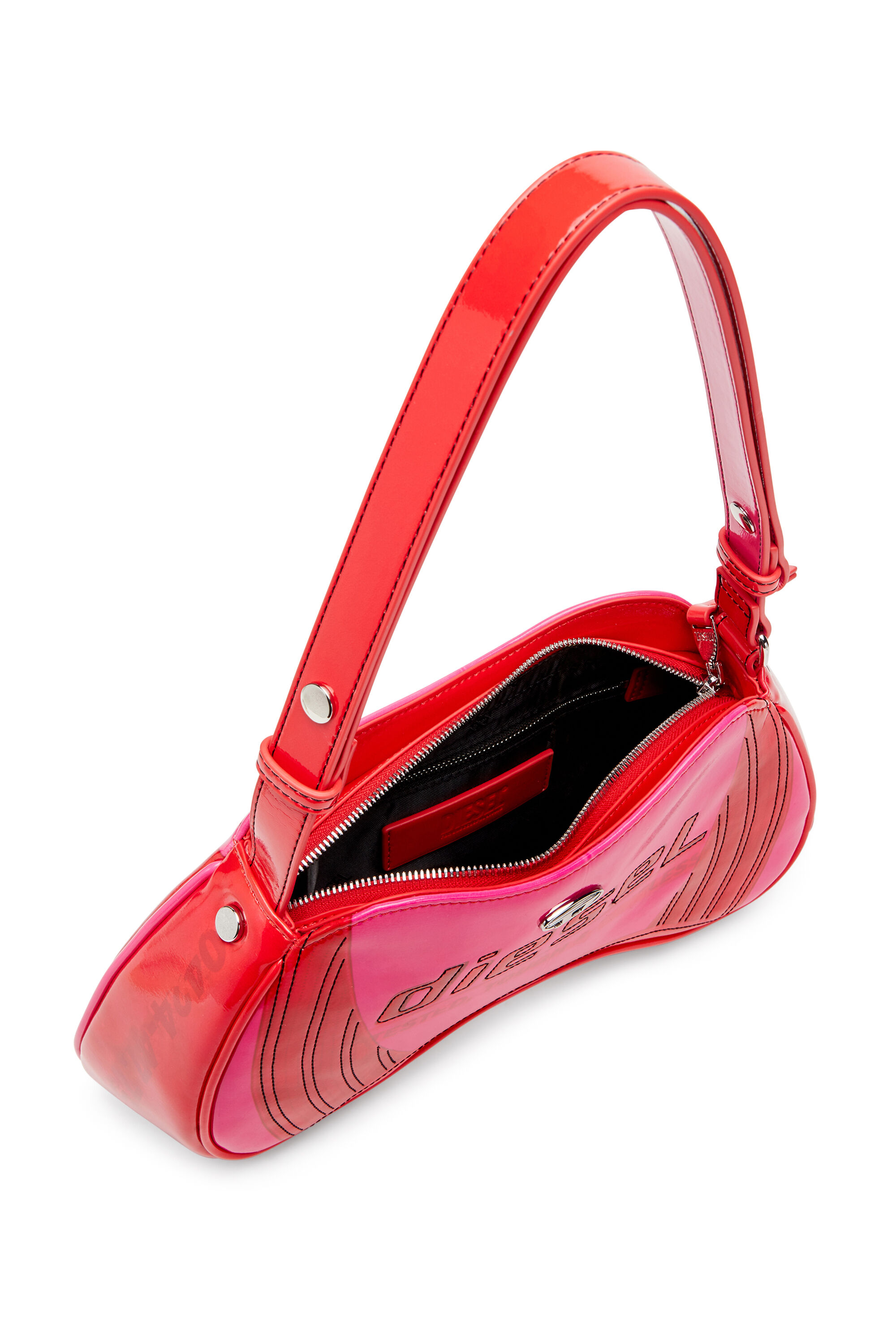 Diesel - PLAY SHOULDER, Female's Play-Glossy shoulder bag with biker details in Pink - 2