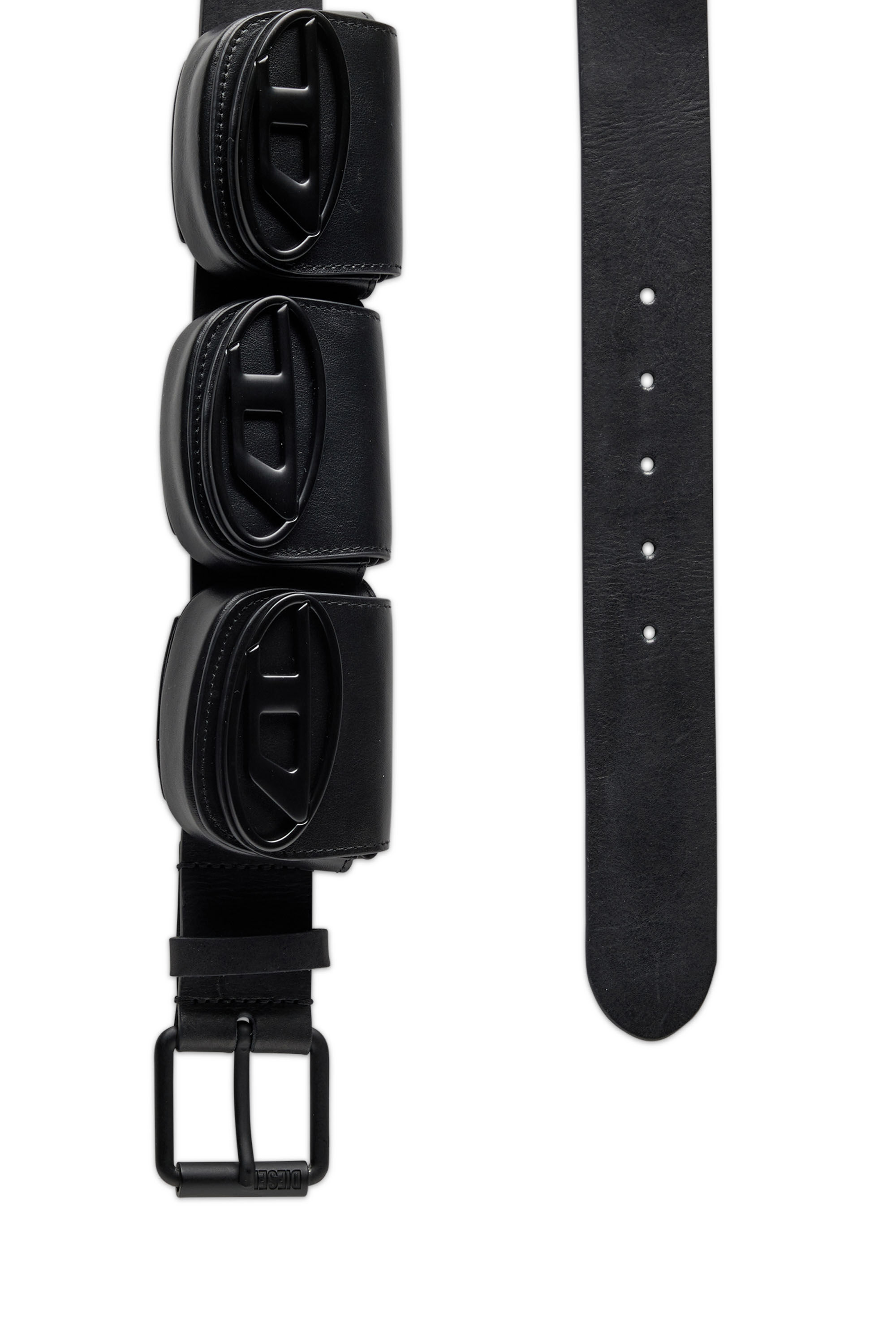 Diesel - B-1DR-POUCH 3, Unisex's Leather pouch belt in Black - 2