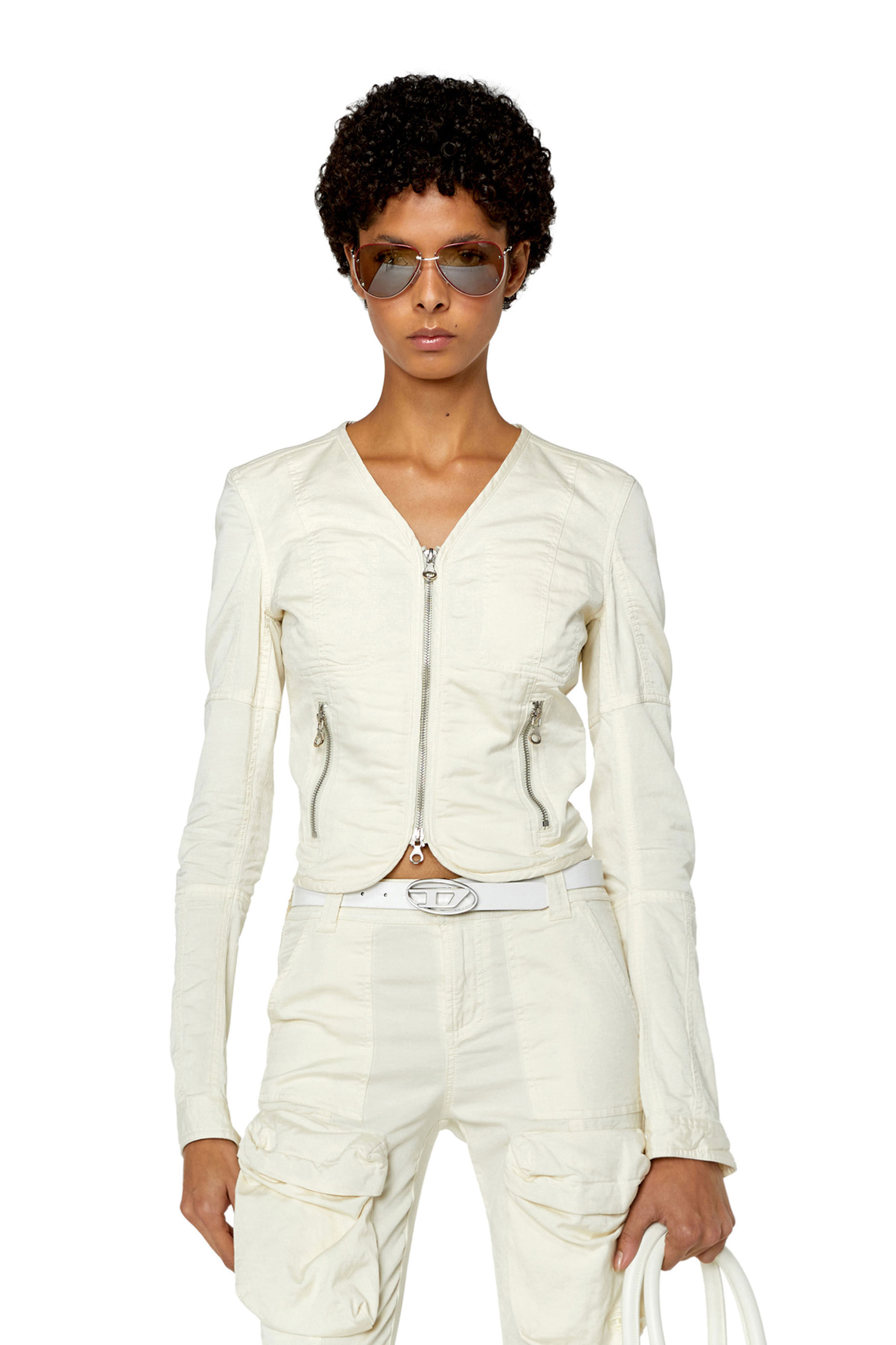 Diesel white sales leather jacket