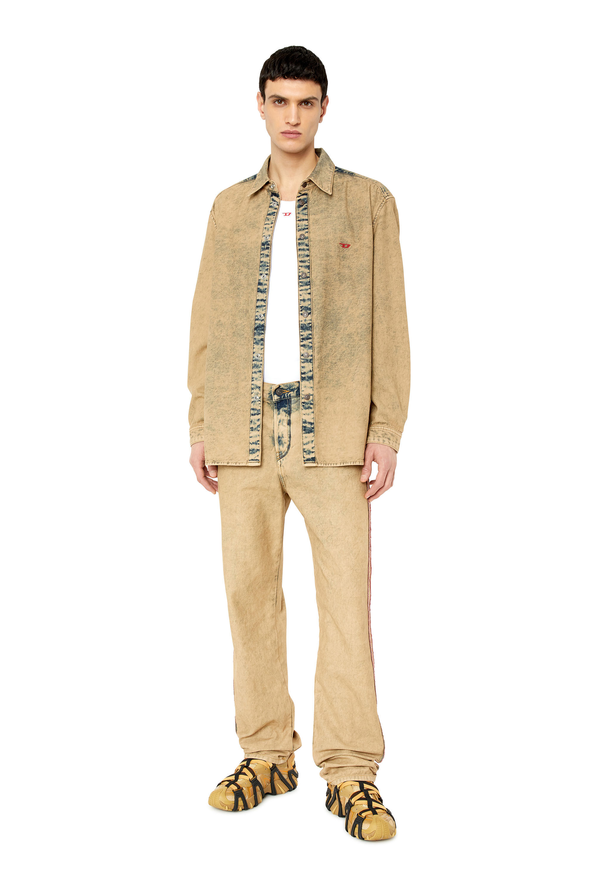 D SIMPLY OVER Man Denim shirt with acid wash Diesel