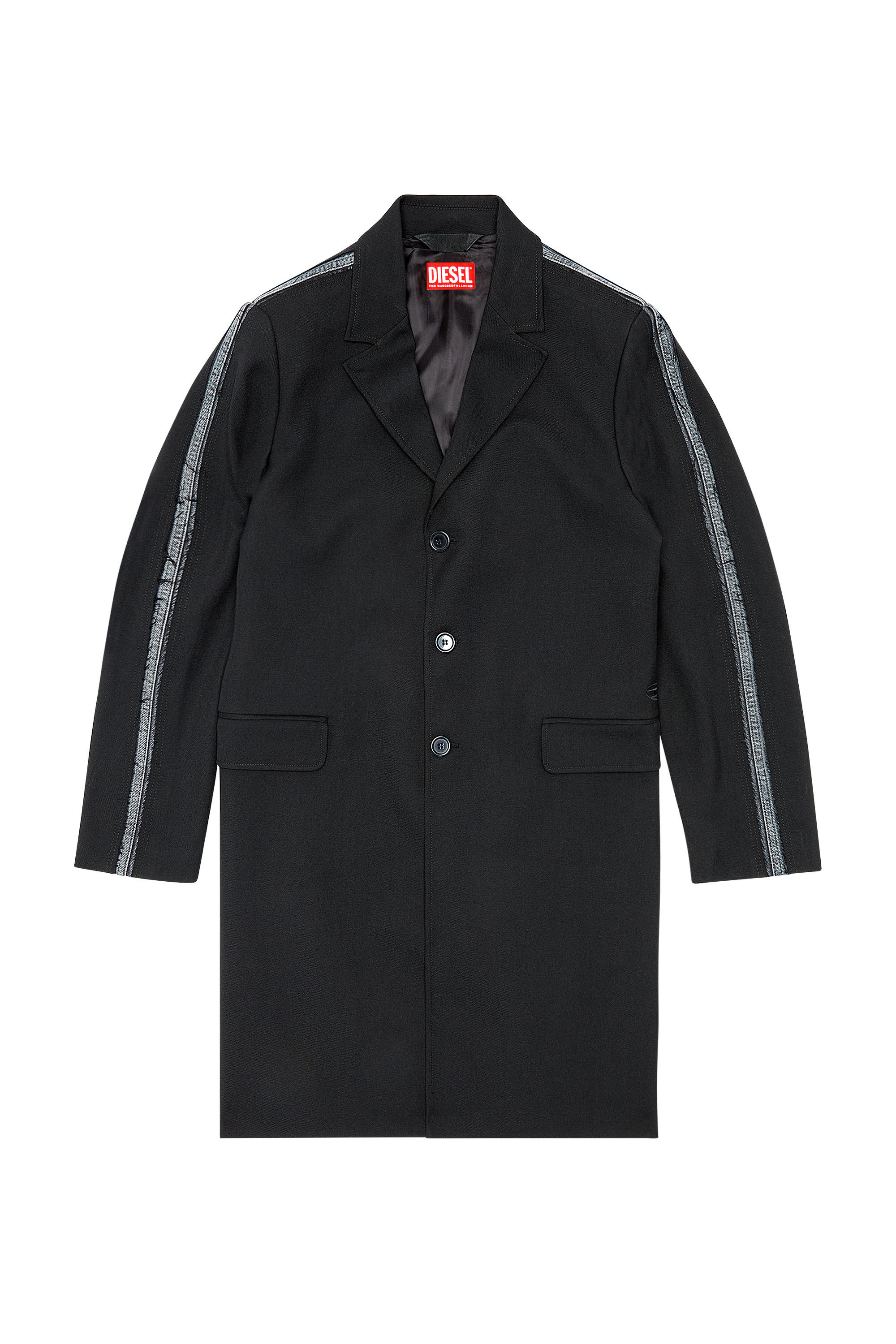 Diesel - W-HIVO, Male's Cool wool jacket with denim inserts in Black - 2