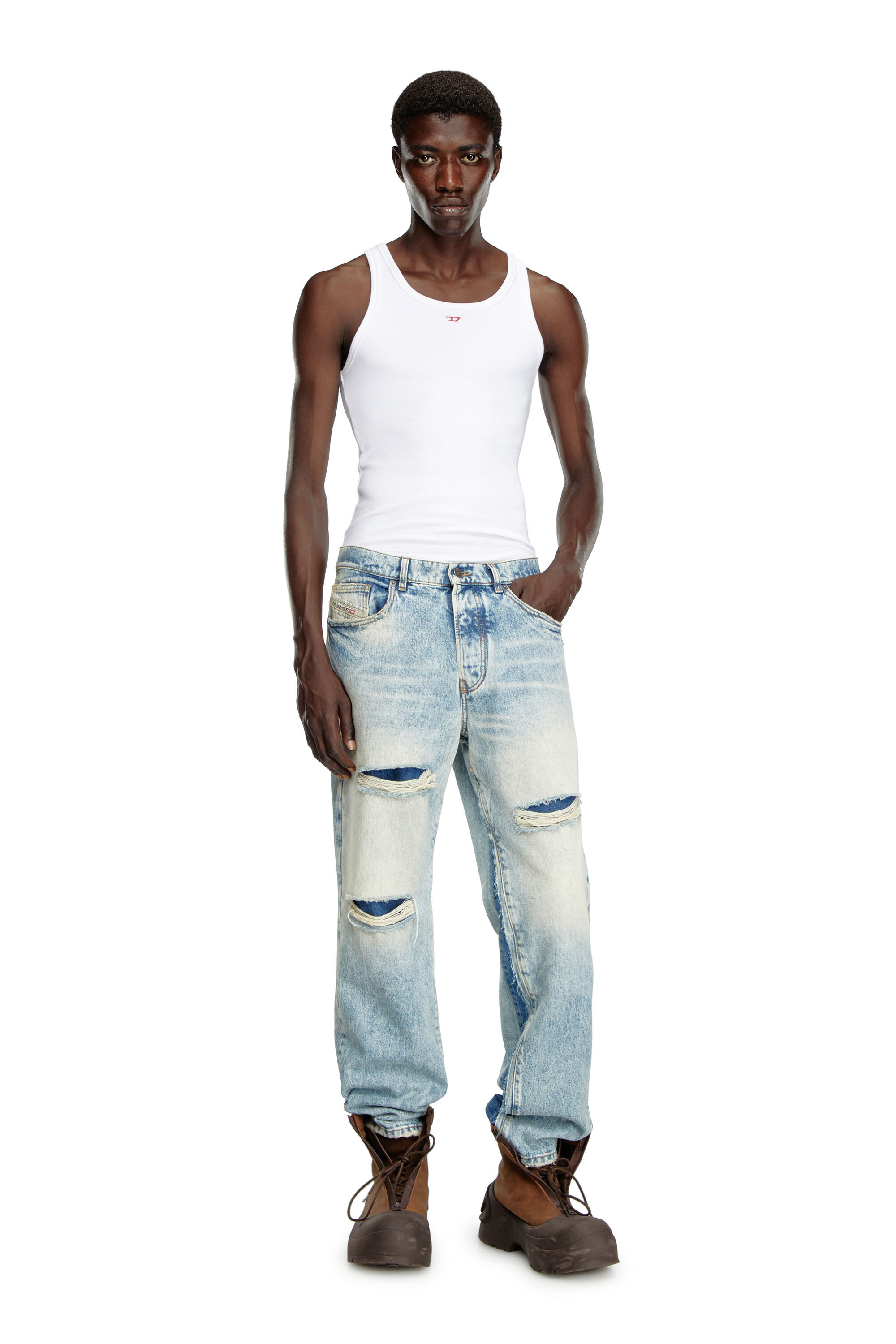 Diesel - Male Straight Jeans D-Fire 0AJEN, Light Blue - Image 1