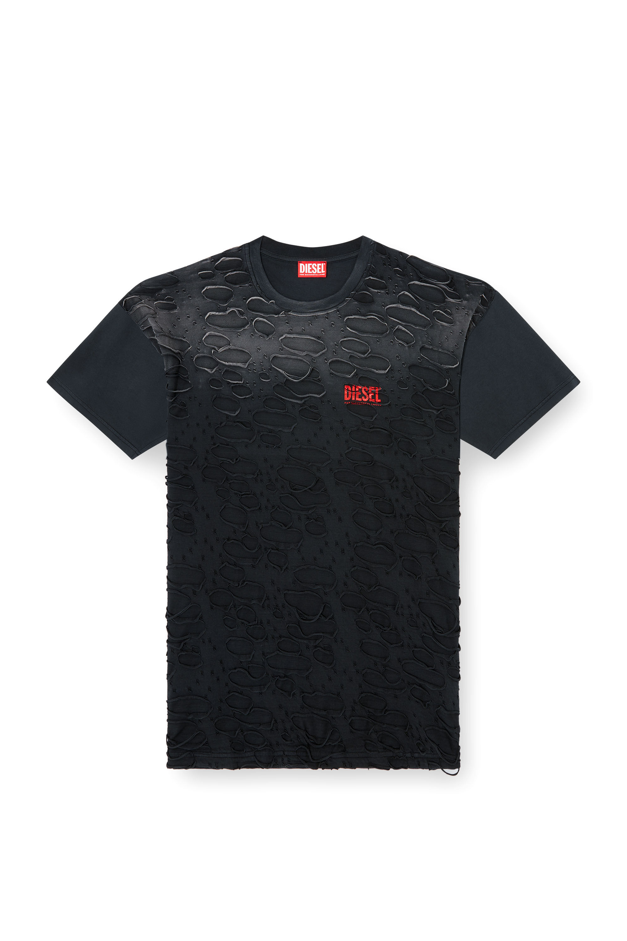 Diesel - T-BOXT-R29, T-shirt avec détail trou Homme in Noir - 2